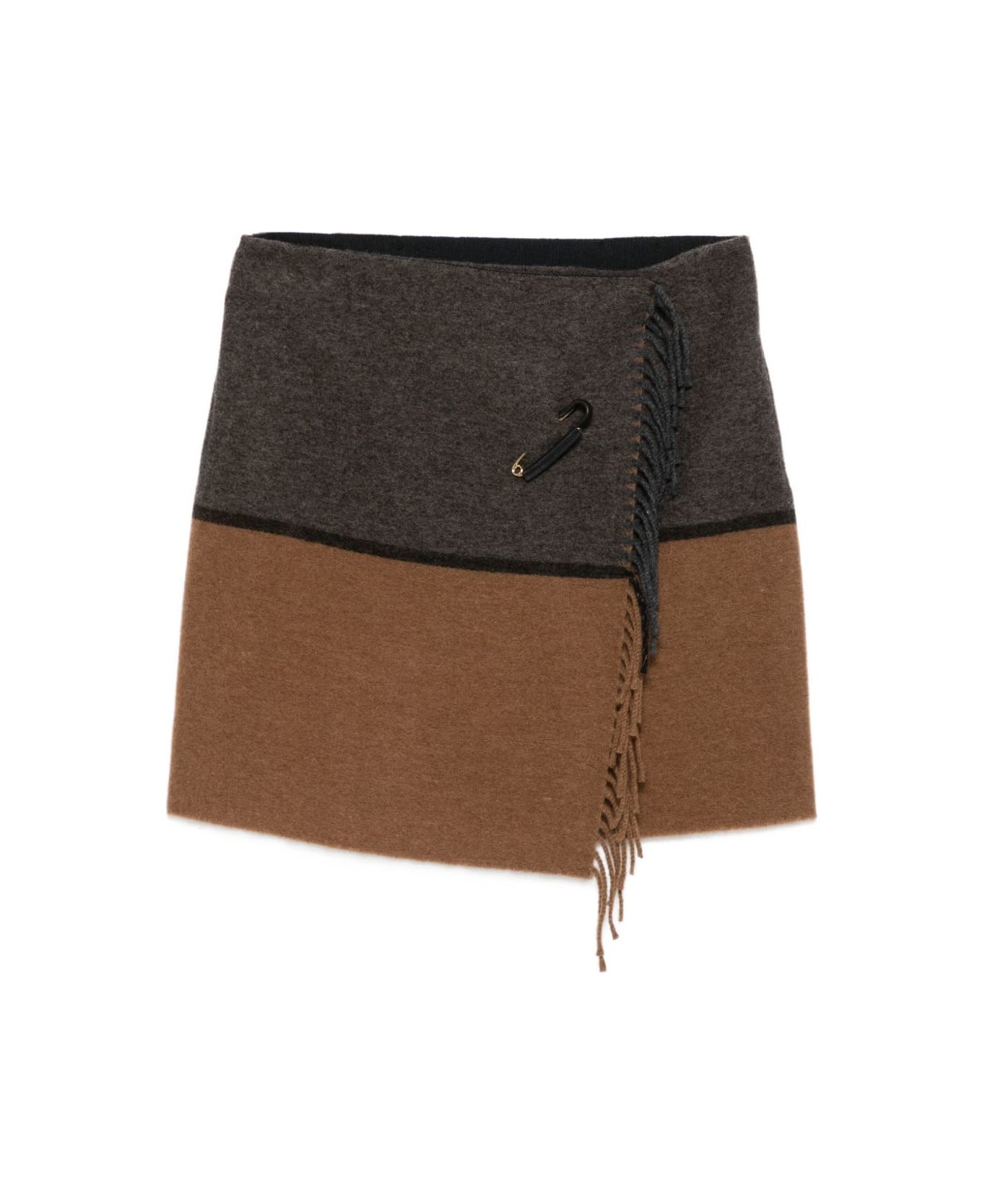 SEMICOUTURE Wool Skirt - Marrone chiaro