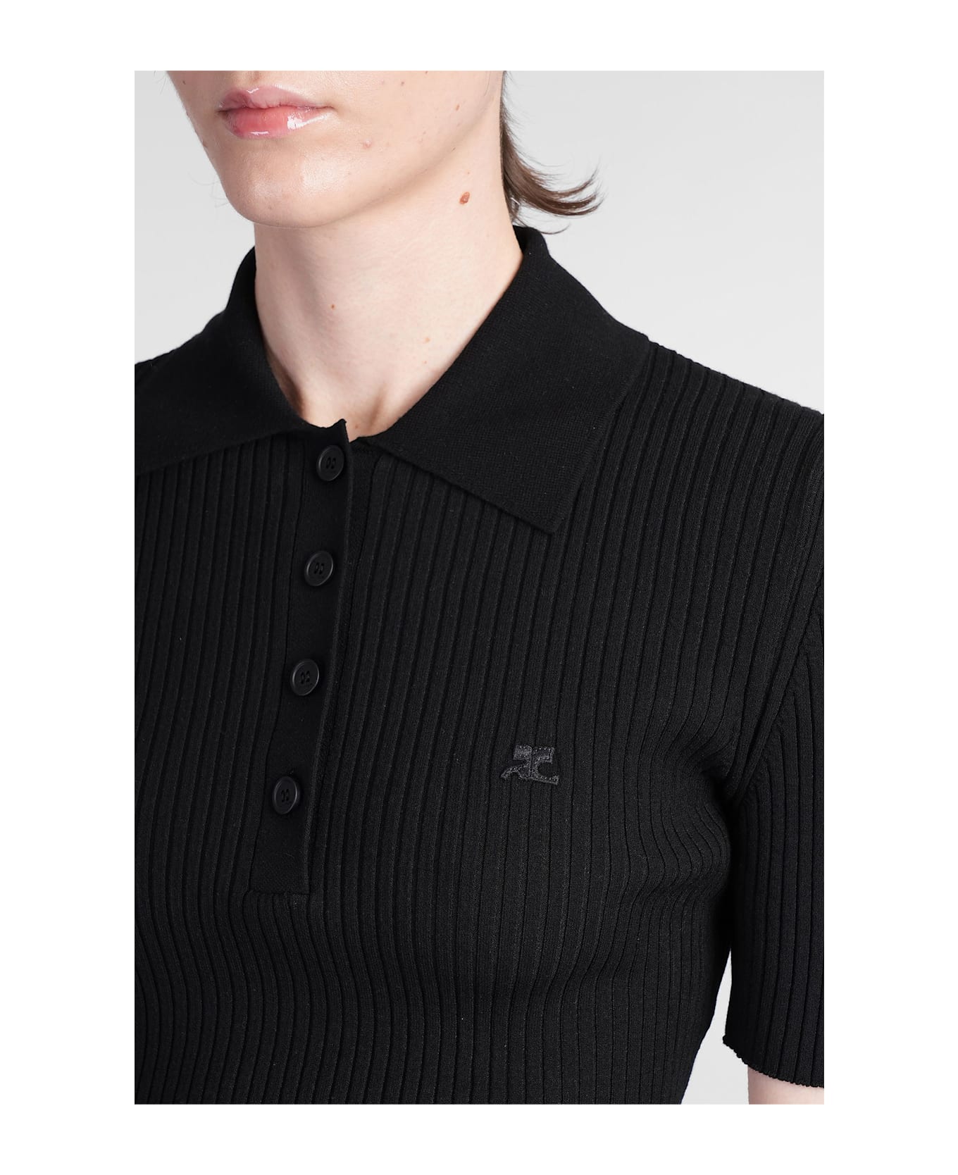 Courrèges Polo In Black Viscose - black