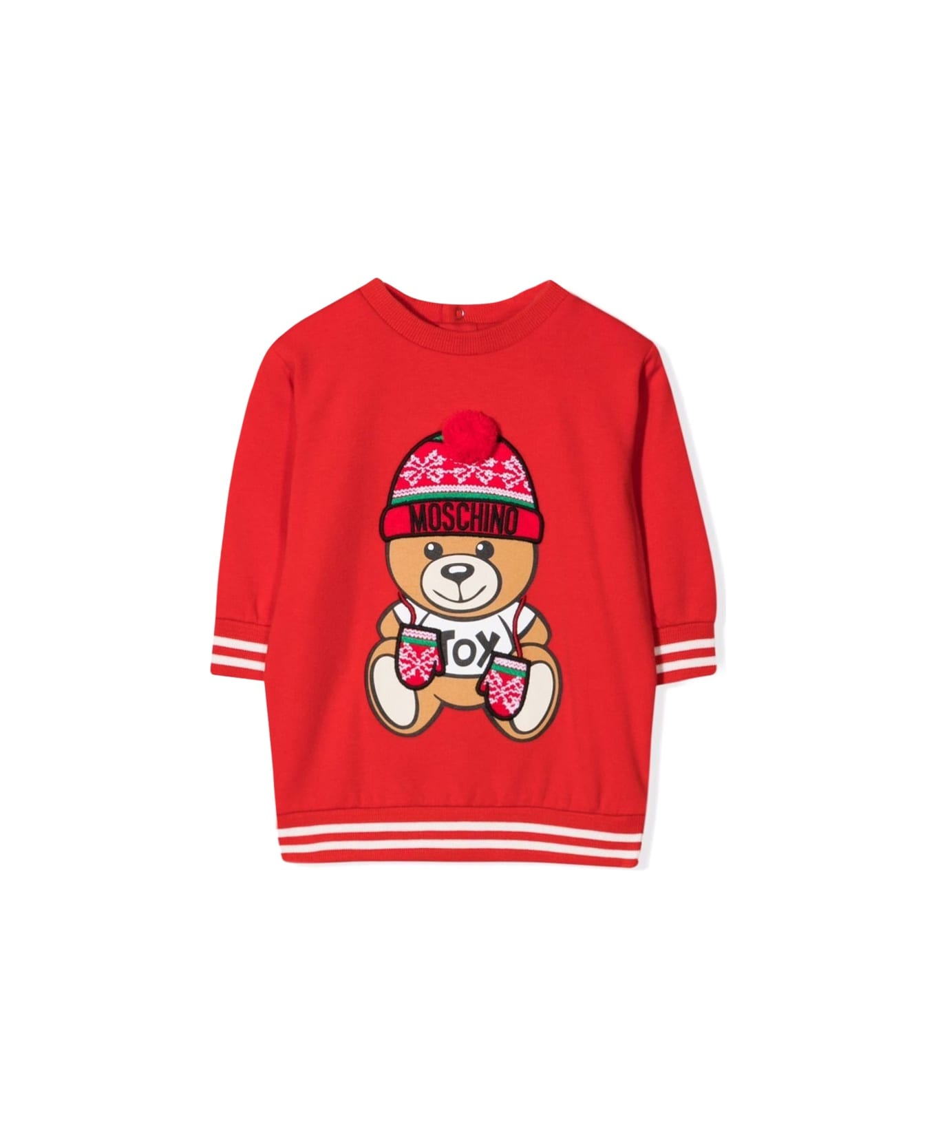 Moschino Abito In Cotone Con Teddy - RED