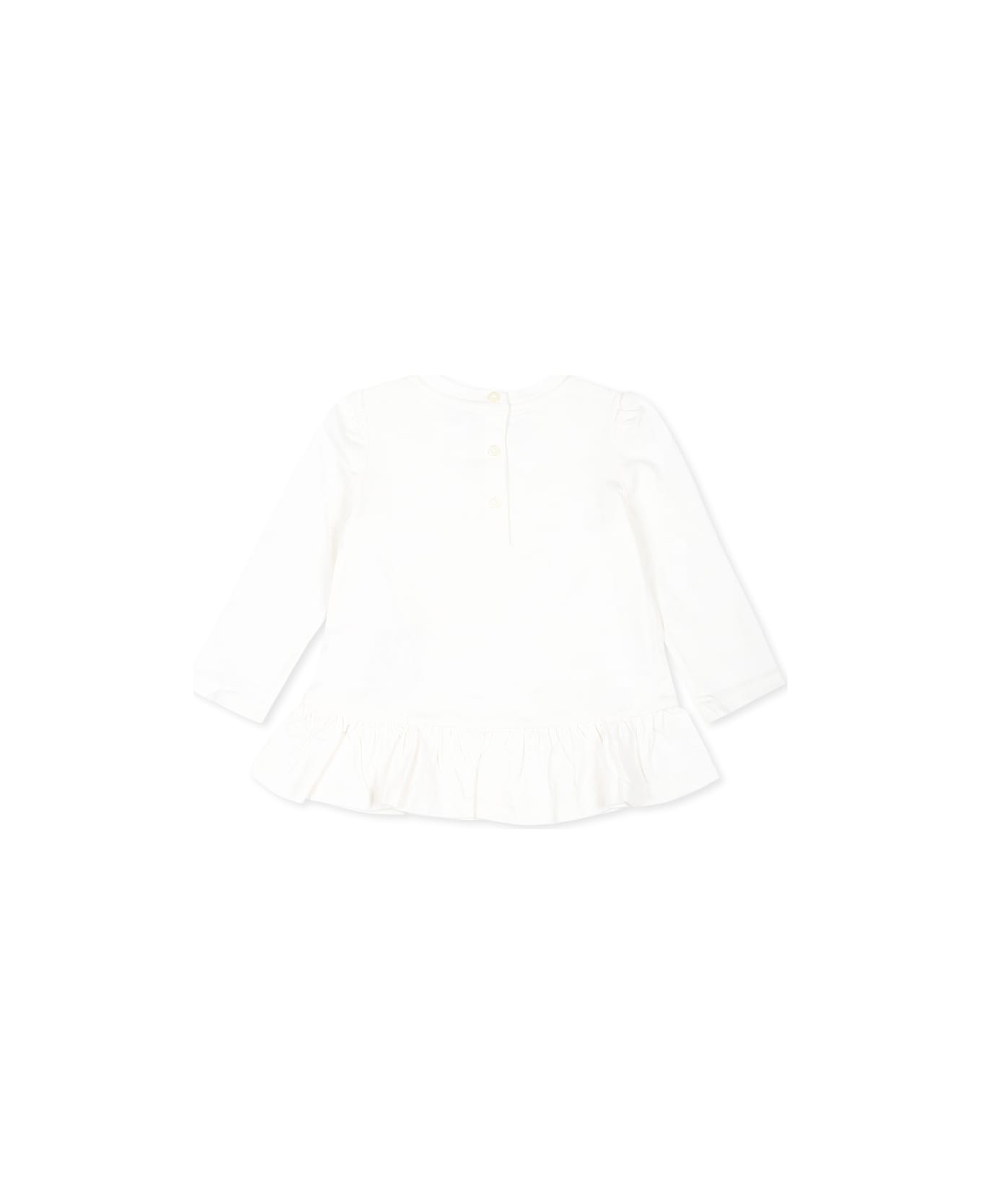 Ralph Lauren White T-shirt For Baby Girl With Polo Bear - White