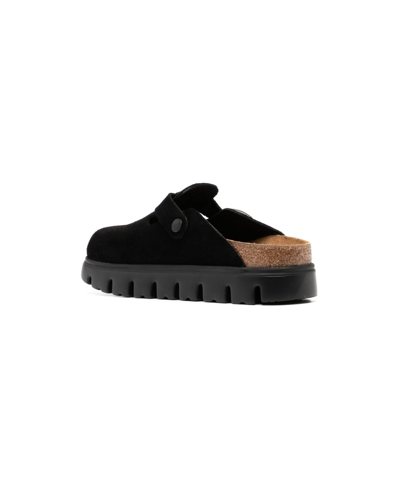 Birkenstock Boston Chunky Suede Leather Slippers - Black