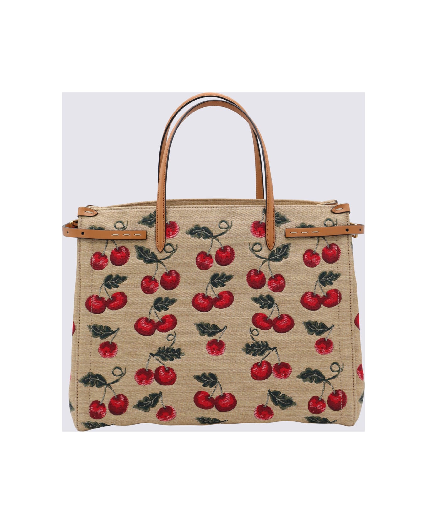 Valentino Garavani Beige Raffia And Leather Medium Antibes Totes - NATURALE/MULTI