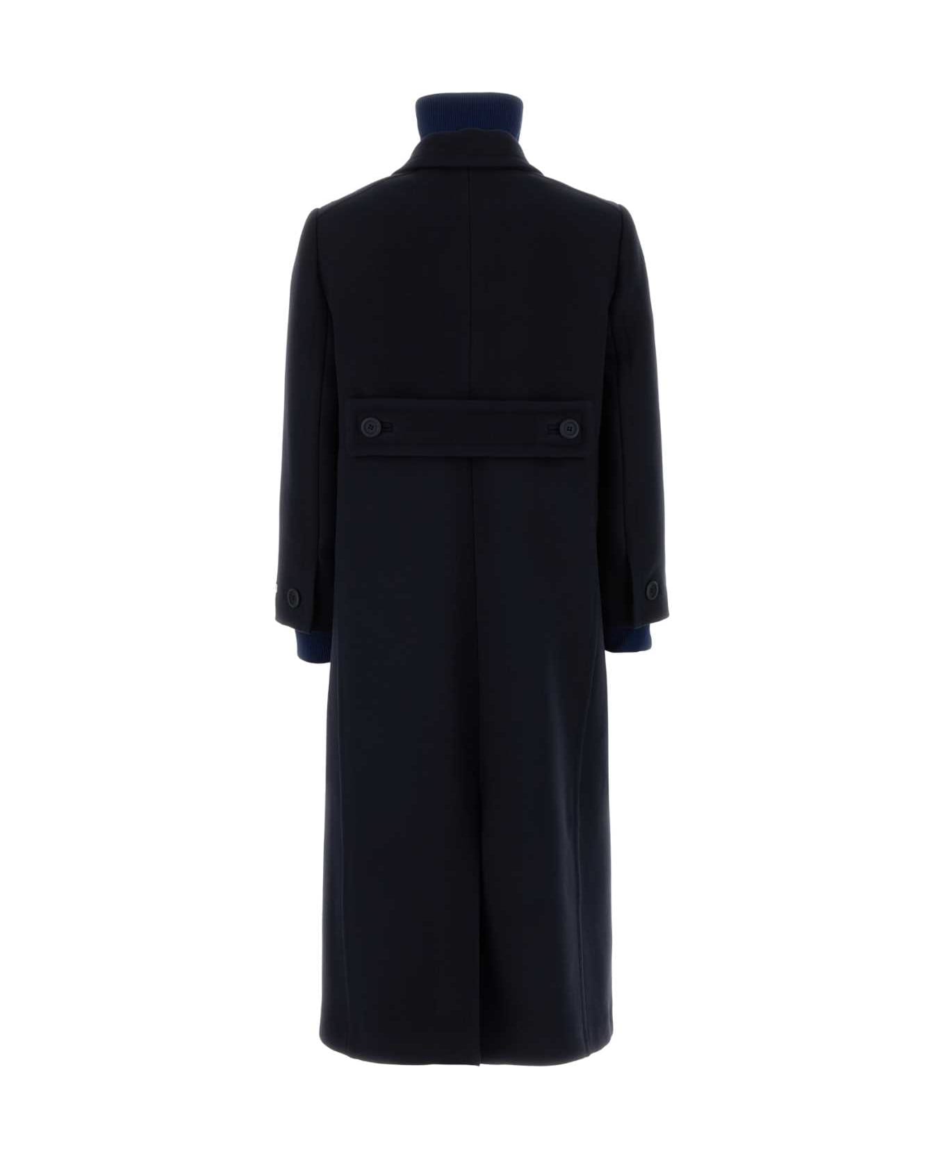 Prada Navy Blue Wool Coat - BLEU