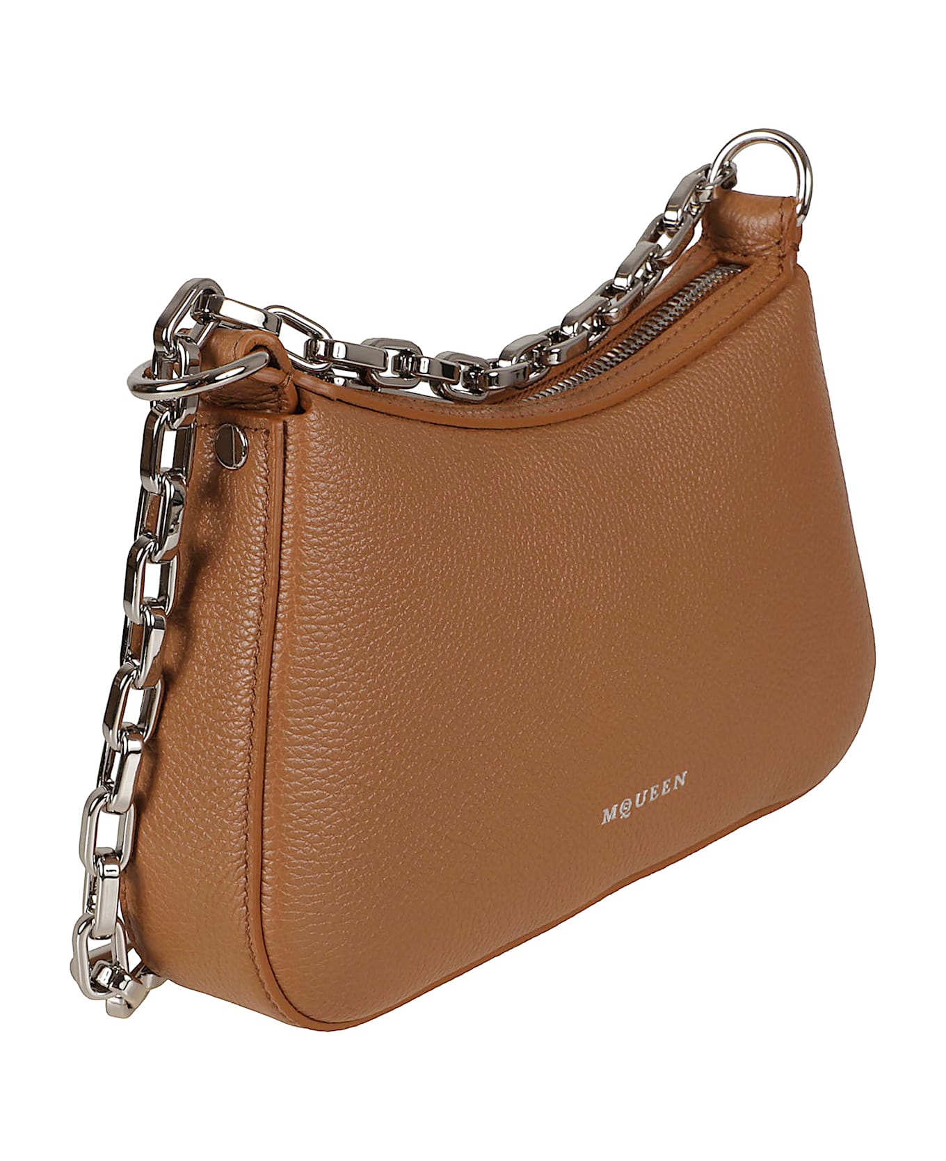 Alexander McQueen Mini T-buckle Clutch - PECAN/SILVER