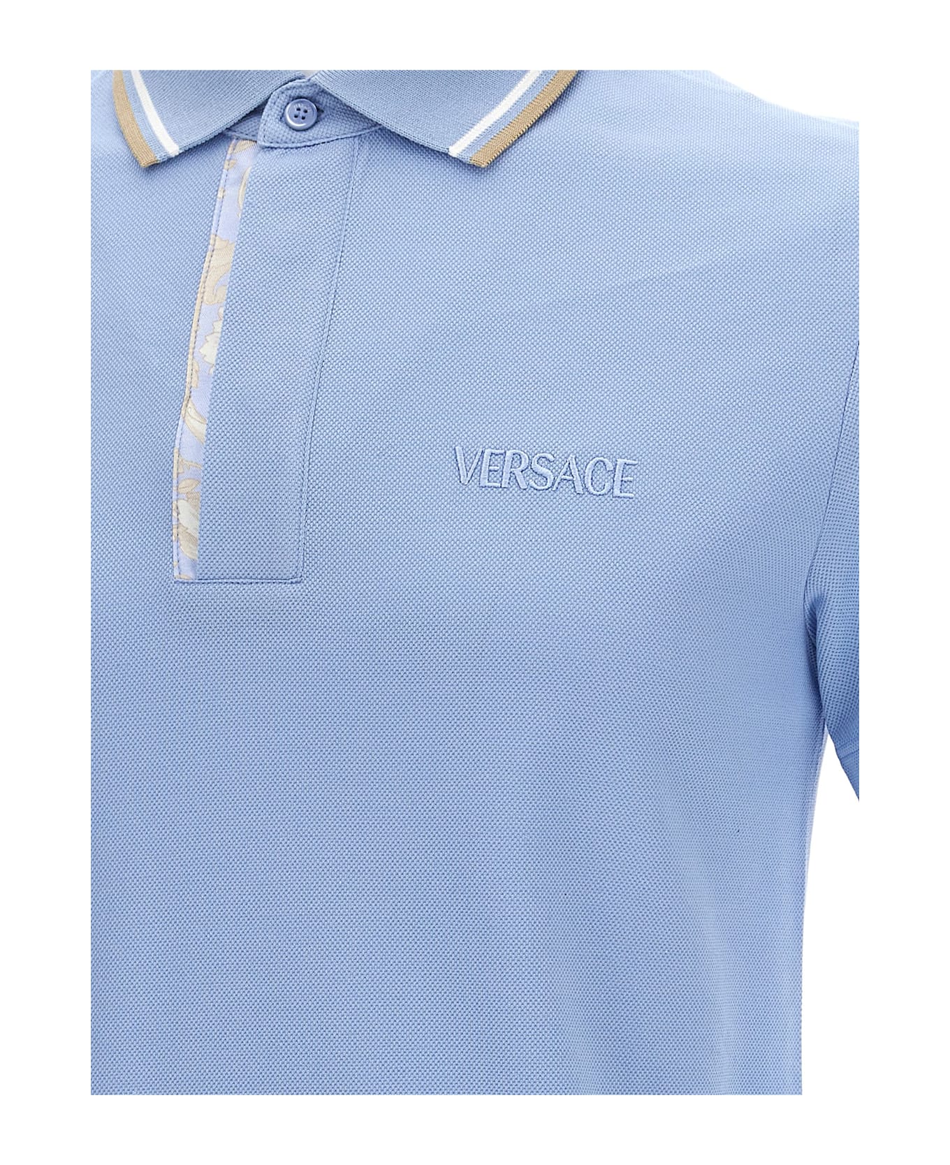 Versace 
barocco
 Polo Shirt - Blue Hydrangea