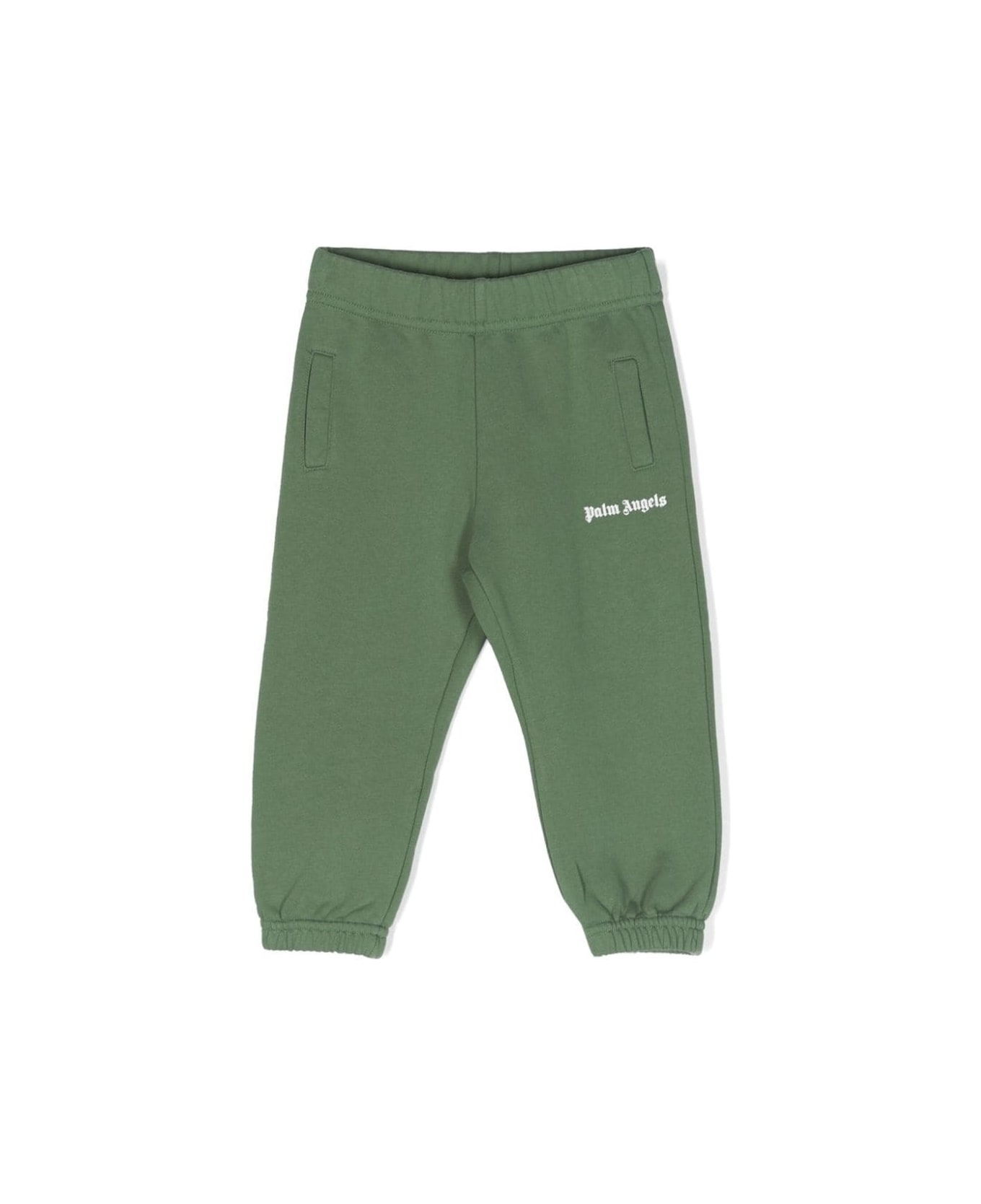 Palm Angels Green Cotton Joggers With Logo - Green