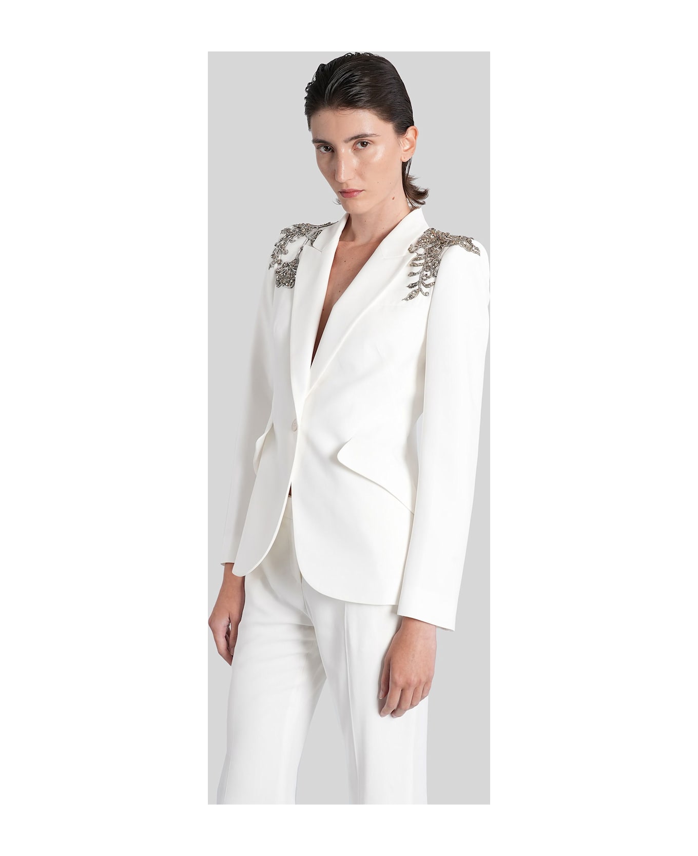 Alexander McQueen Blazer In White Viscose - white