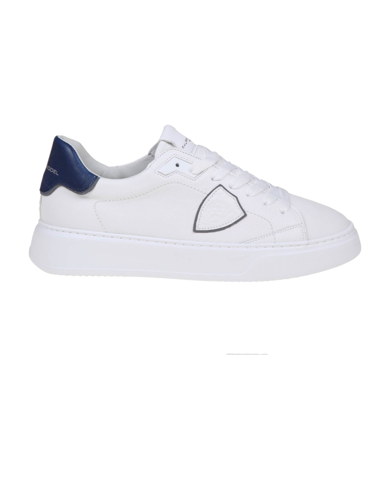 Philippe Model Temple Sneakers In White/blue Leather Philippe Model - WHITE