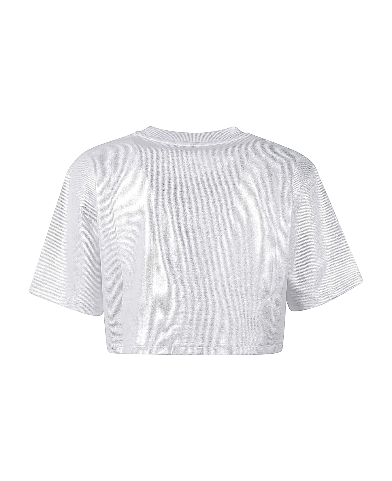 Off-White Rib Crop T-shirt - Silver/Off-White