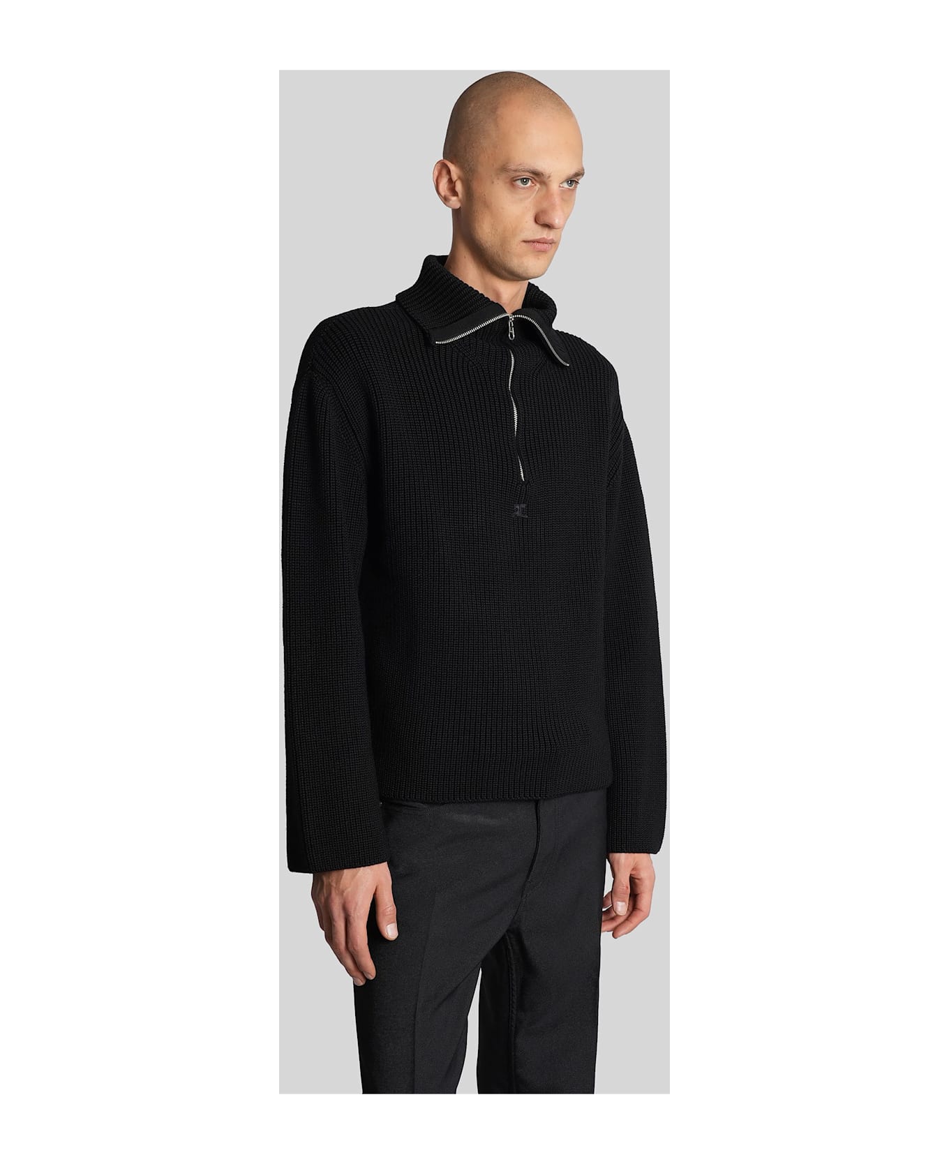 Courrèges Knitwear In Black Wool - black