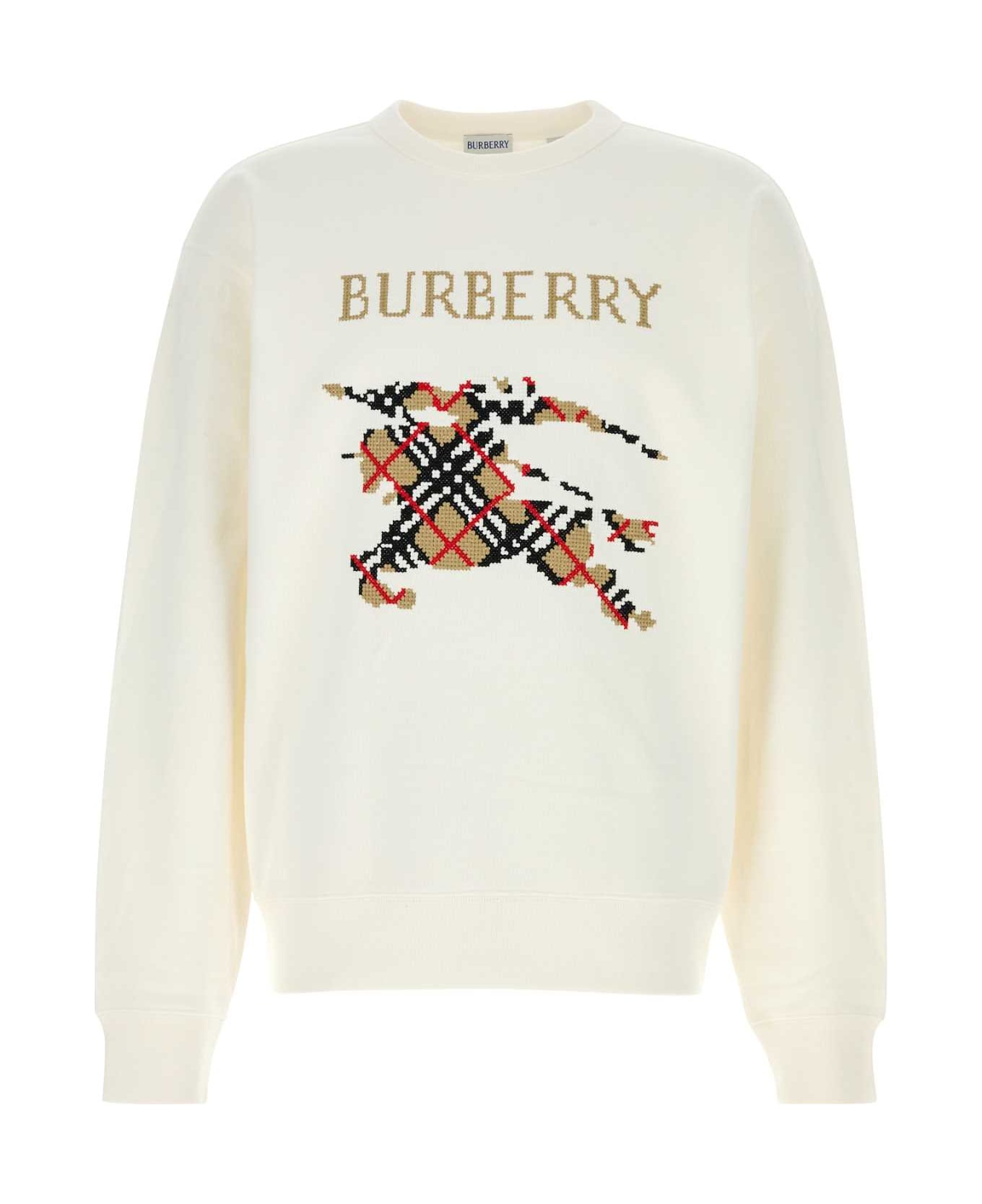 Burberry White Stretch Cotton Sweatshirt - CHALK