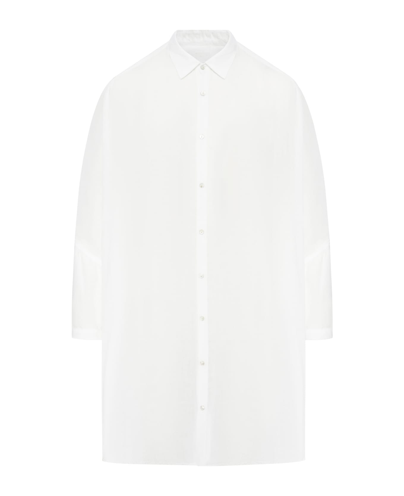 120% Lino Short Sleeve Woman Shirt - White シャツ