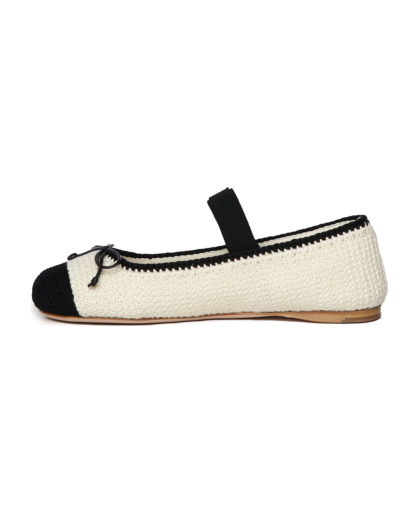 Miu Miu Two-tone Crochet Ballerinas - AVORIONERO