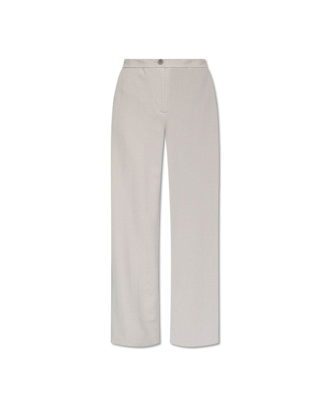 Emporio Armani Herringbone Trousers - Light Grey