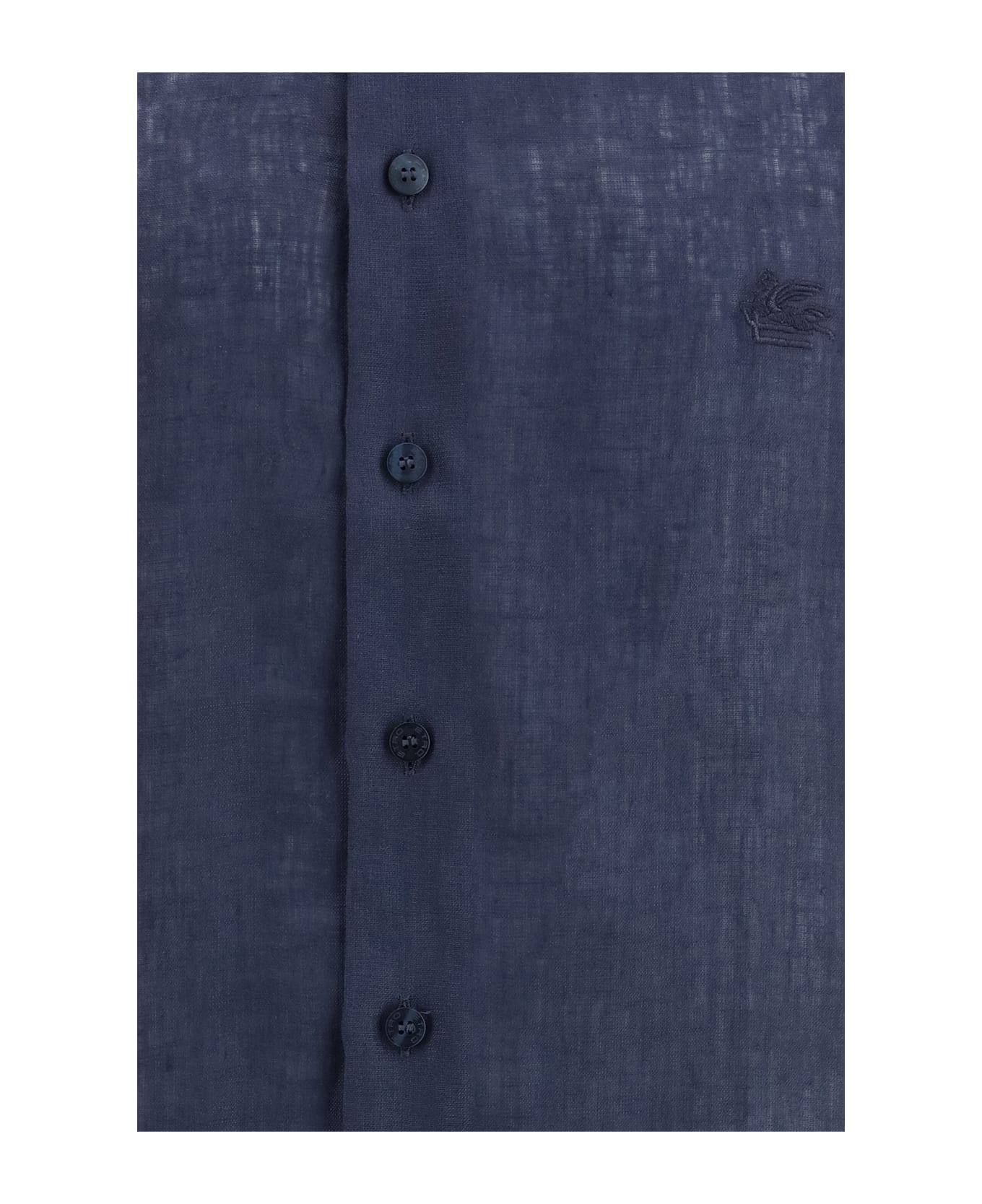 Etro Linen Shirt With Contrasting Pegaso Embroidery Logo