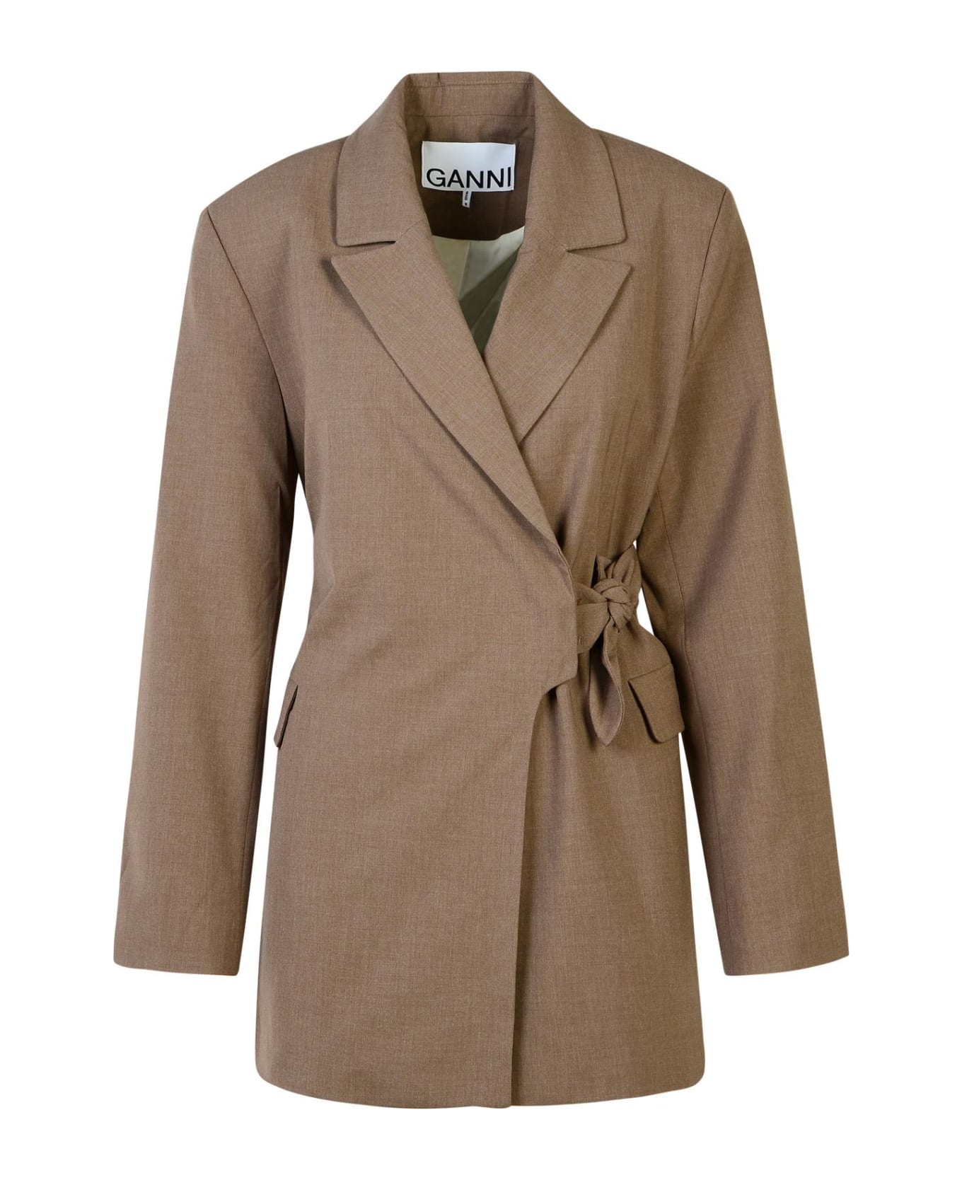 Ganni Shiitake Viscose Blend Blazer - Shitake