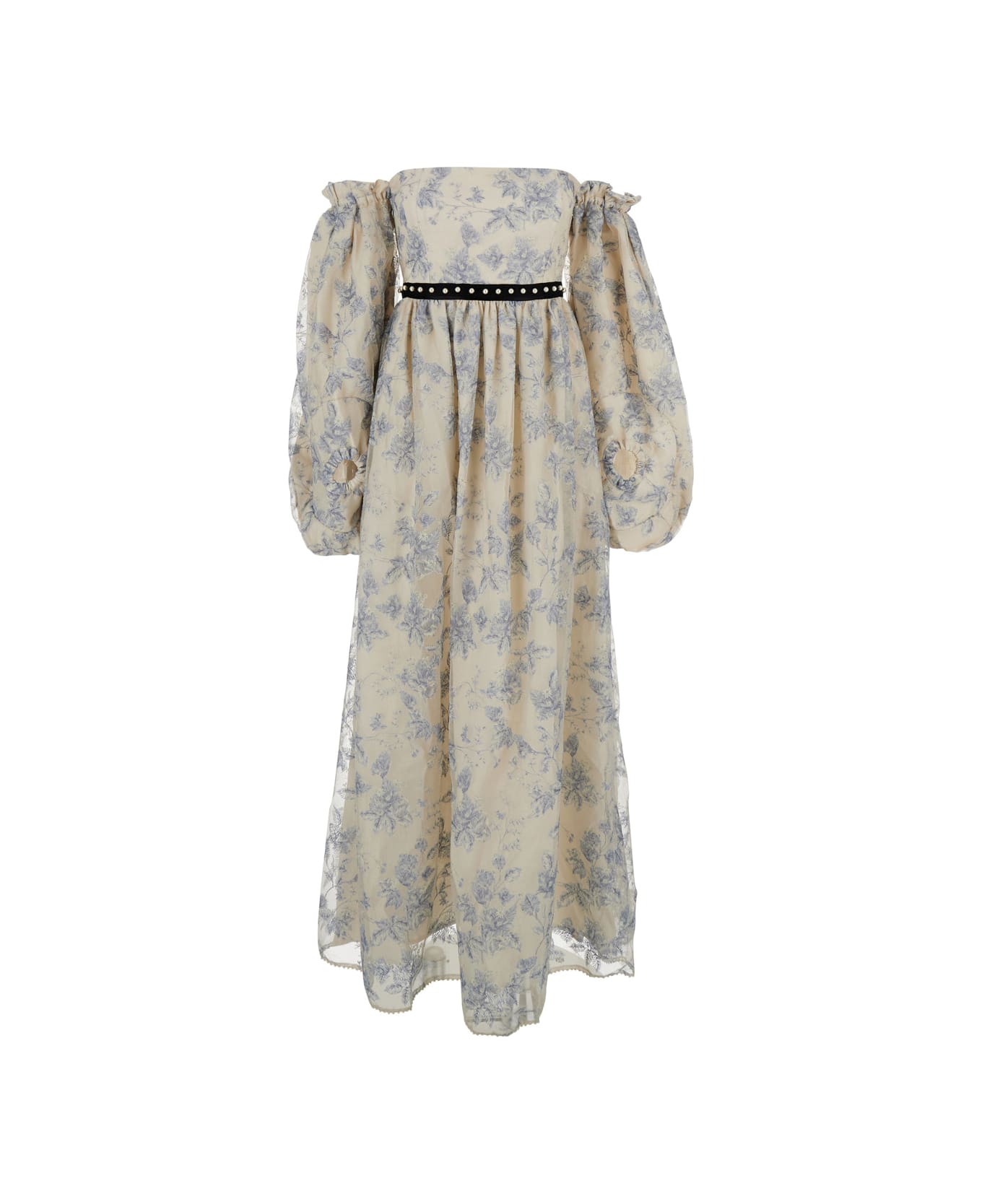 Agua by Agua Bendita 
alheli
 Multicolor Long Dress With Bardot Neckline And All-over Printed Floral Motif In Linen Woman - Multicolor