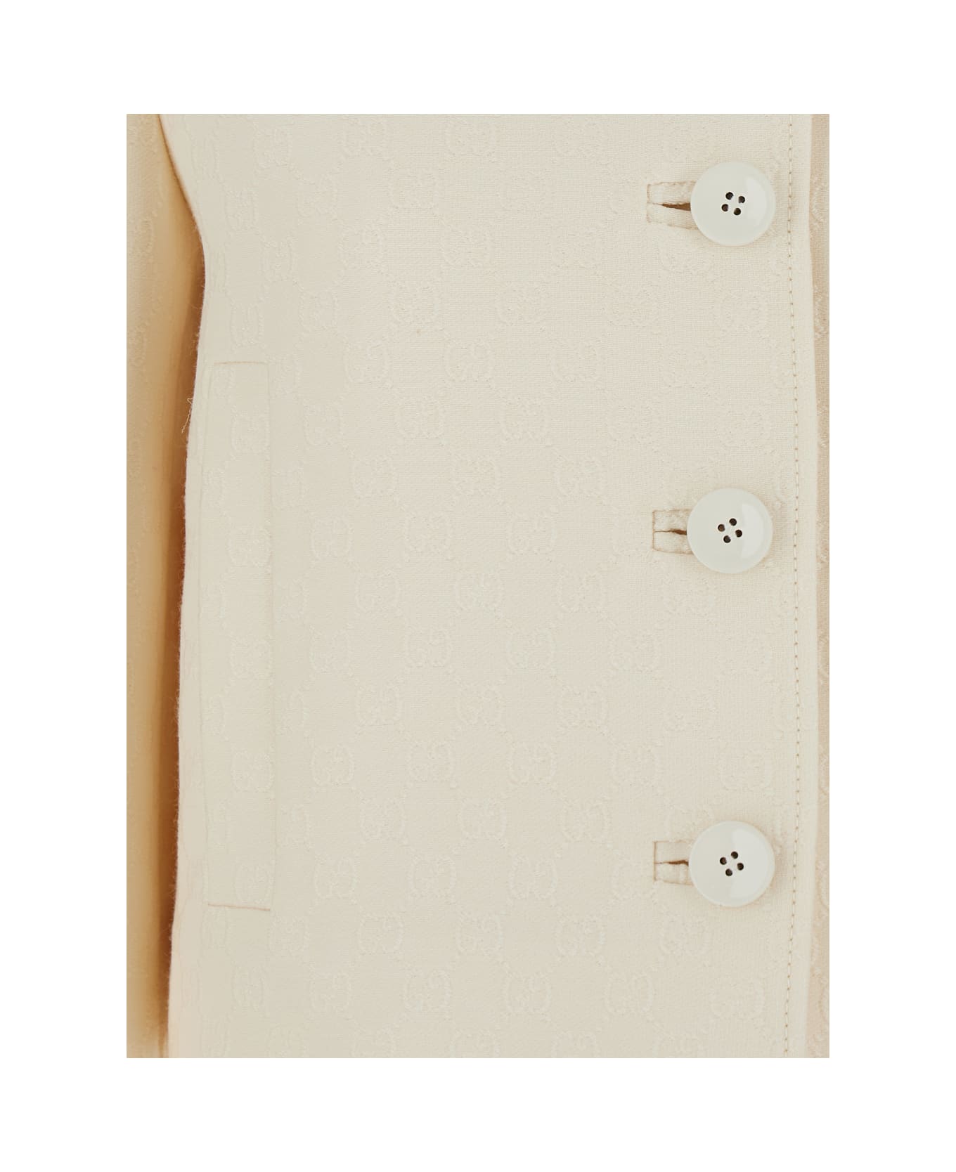 Gucci White Jacket With Notched Revers In Gg Canvas Woman - White