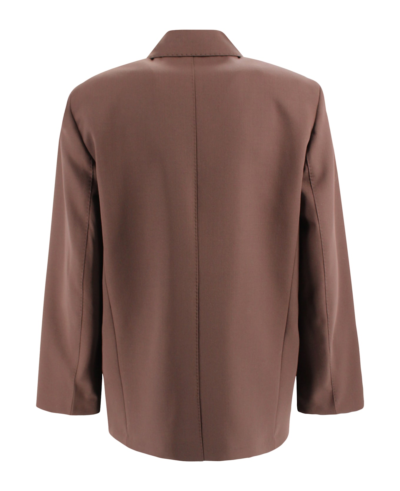 Weekend Max Mara Blazer In Pure Wool Levantina Fabric. - Brown