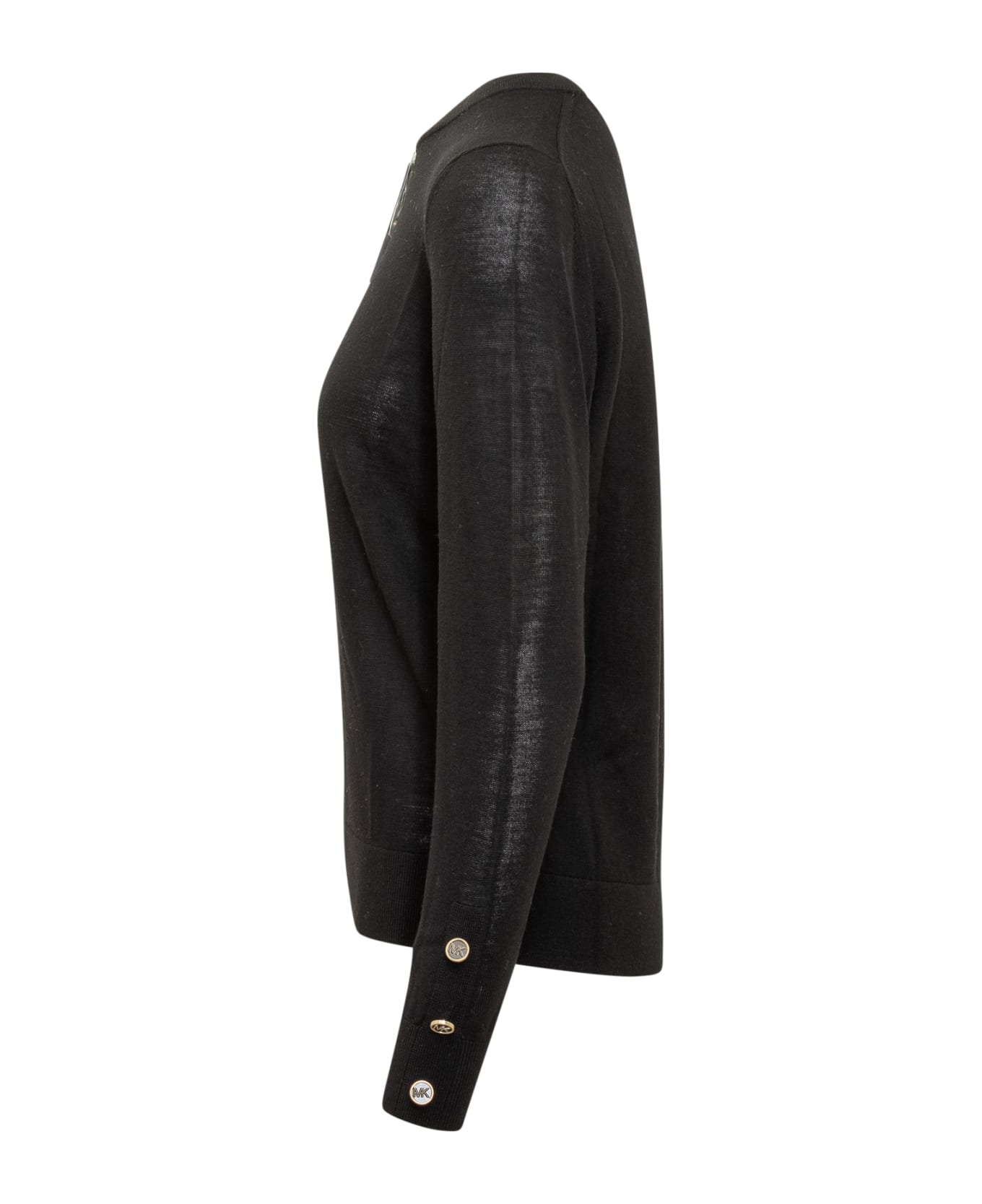MICHAEL Michael Kors Merino Button Long Sleeve Sweater - Black ニットウェア