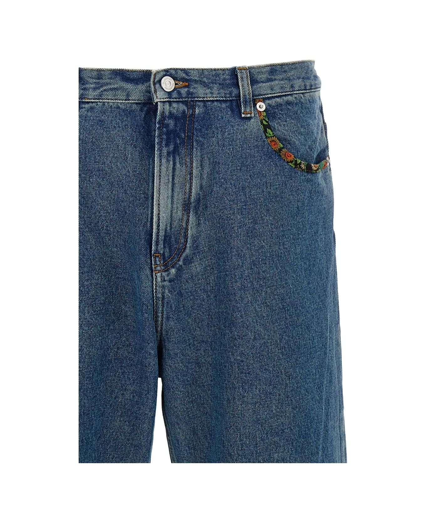Valentino Embroidered Denim Jeans - Blue