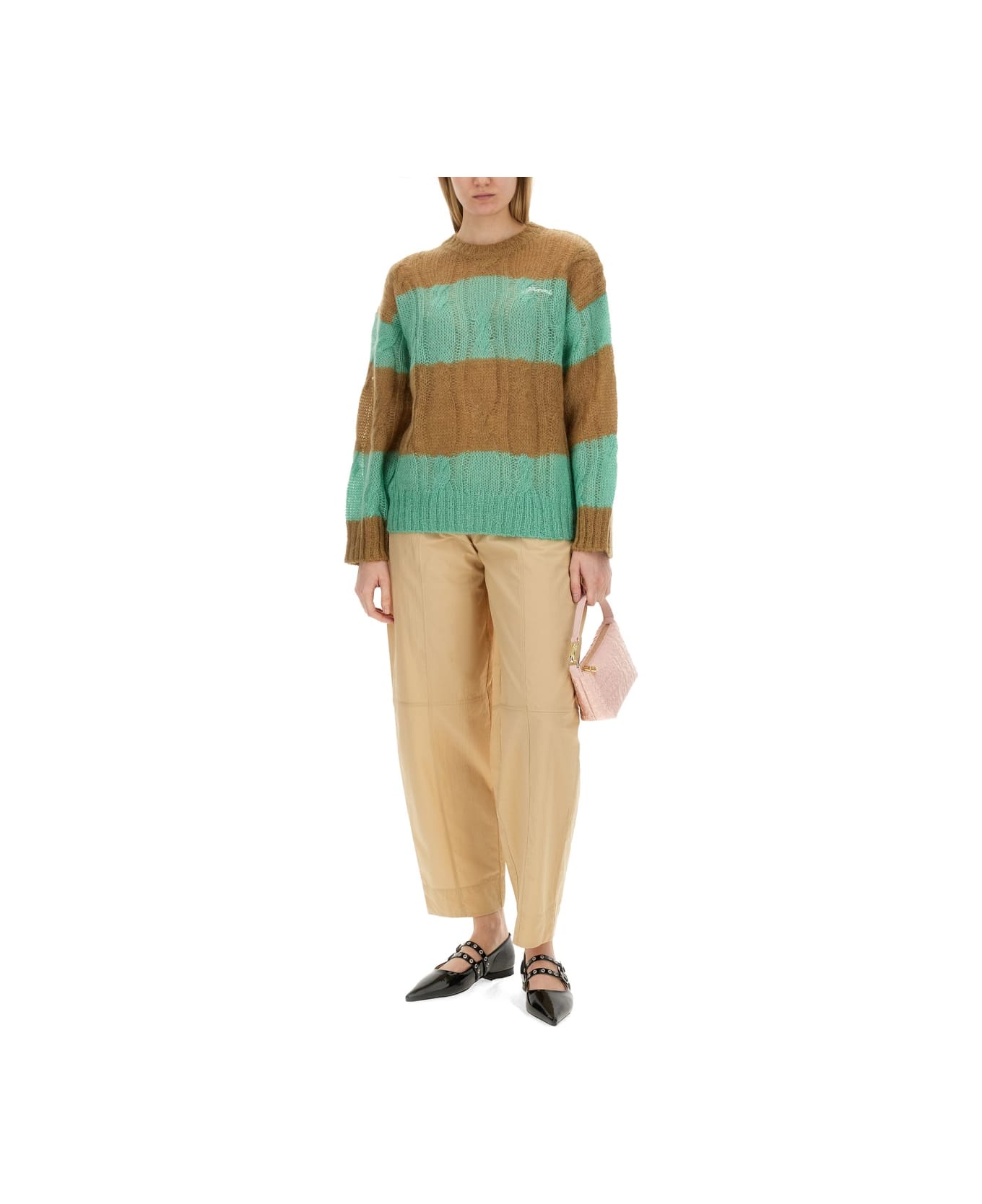 Ganni Cable-knit Sweater - GREEN ニットウェア