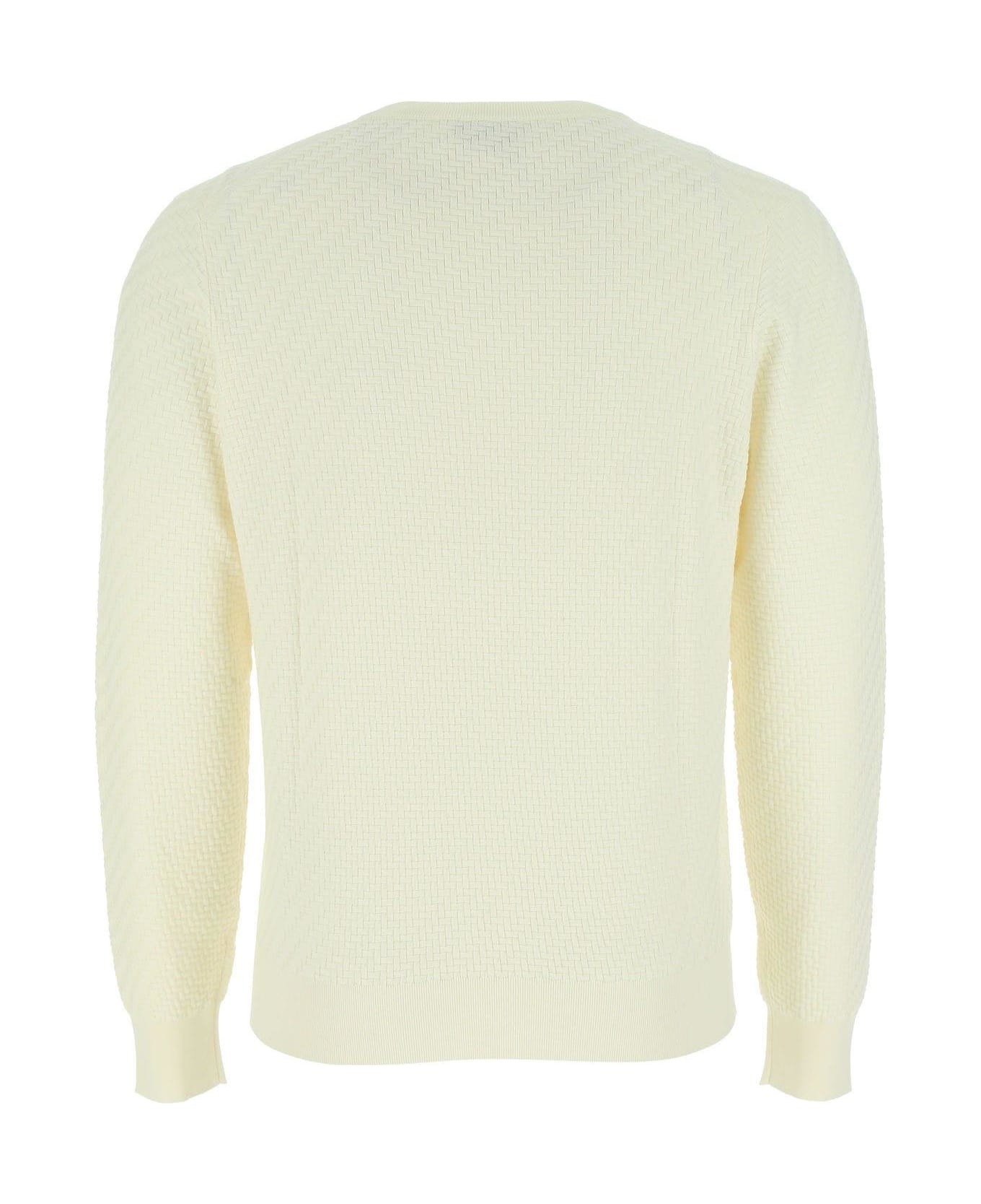 Brioni Ivory Cotton Blend Sweater - NEUTRALS