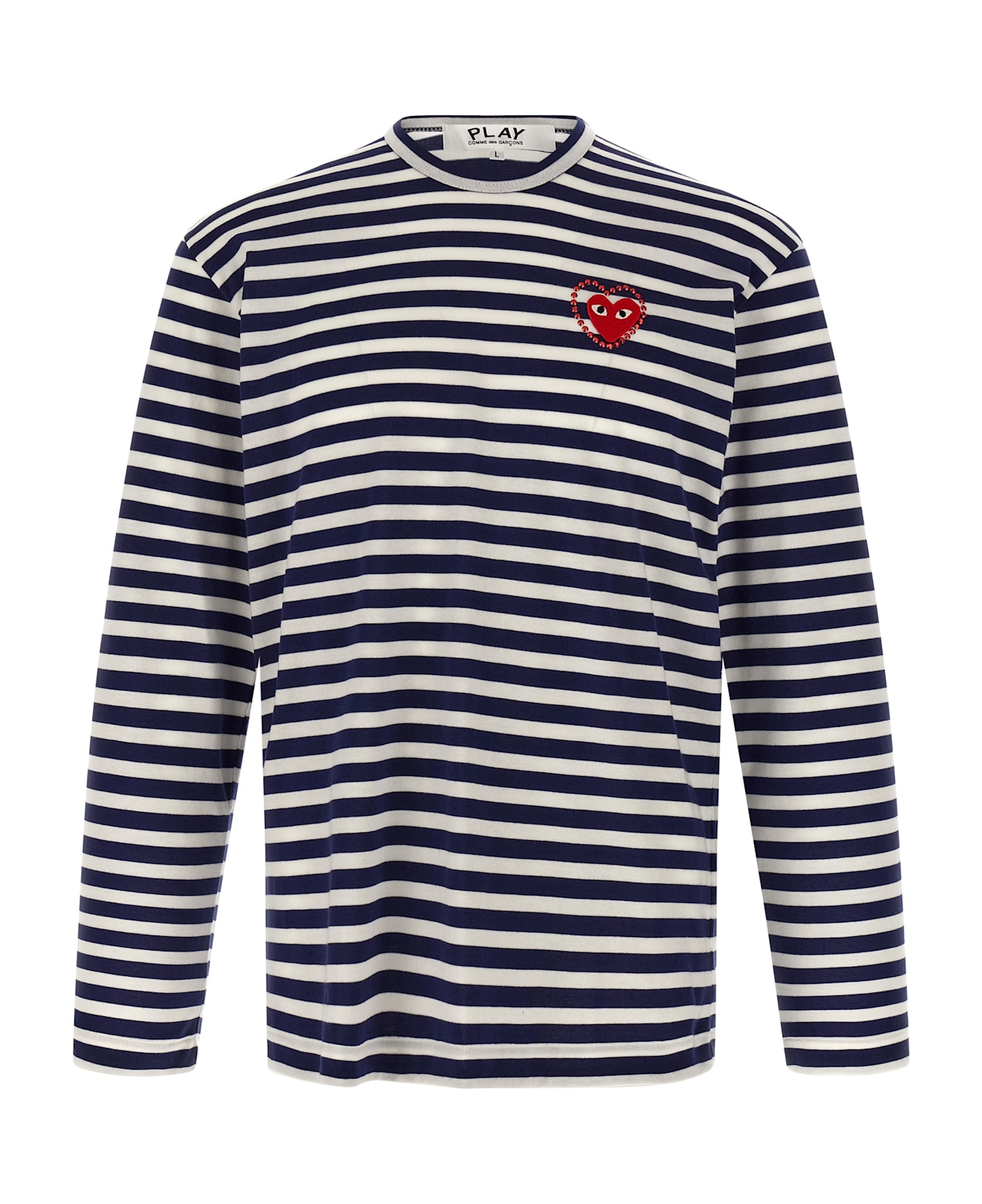 Comme des Garçons Play Logo Patch Stripes T-shirt - Blue