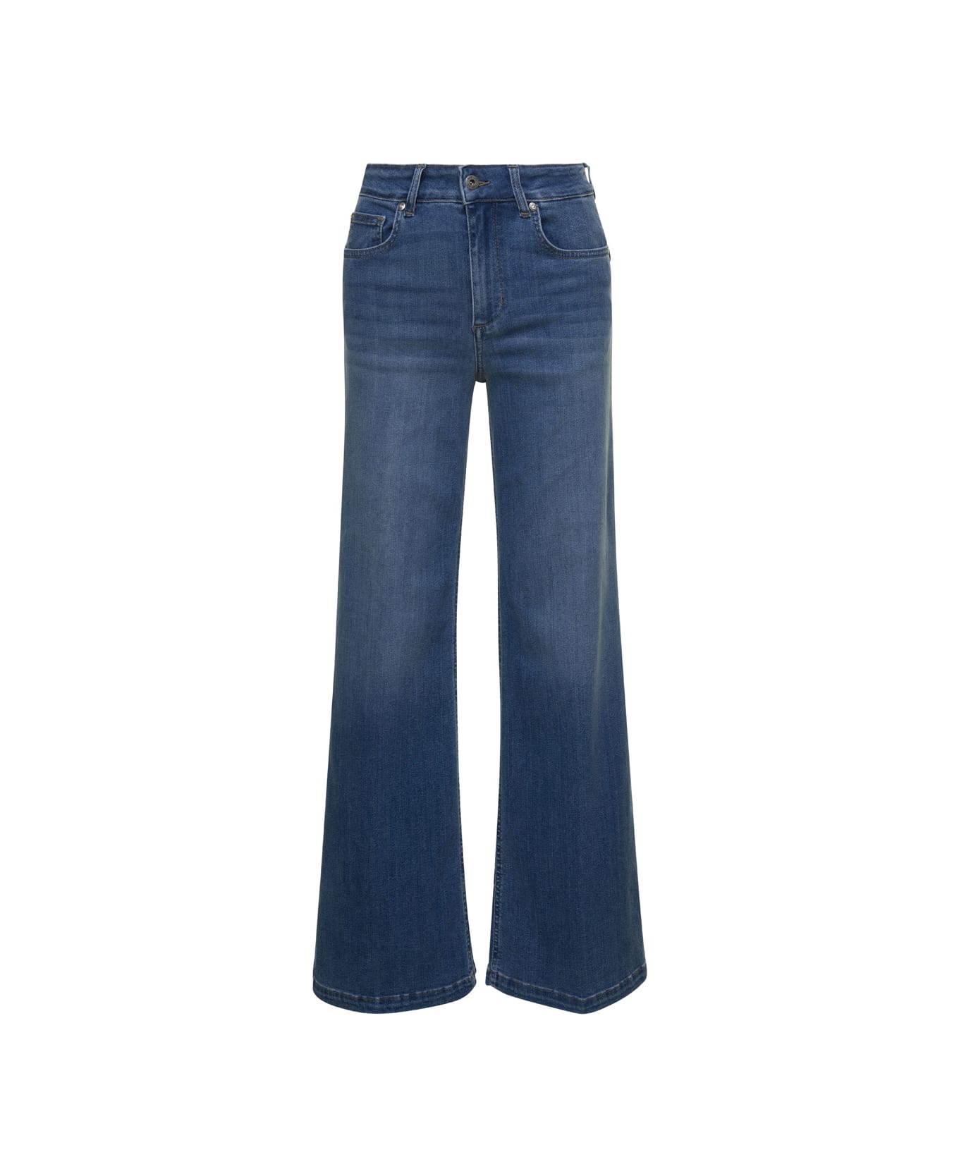 Liu-Jo Blue Denim Mid-rise Flared Jeans In Cotton Woman - Blu