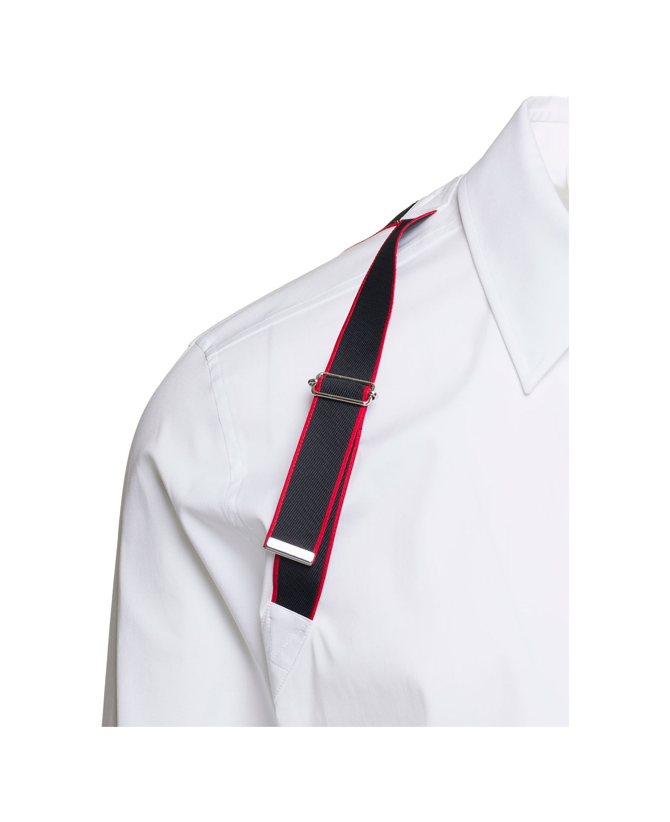 Alexander McQueen White Shirt With Harness Detail In Stretch Cotton Man - White