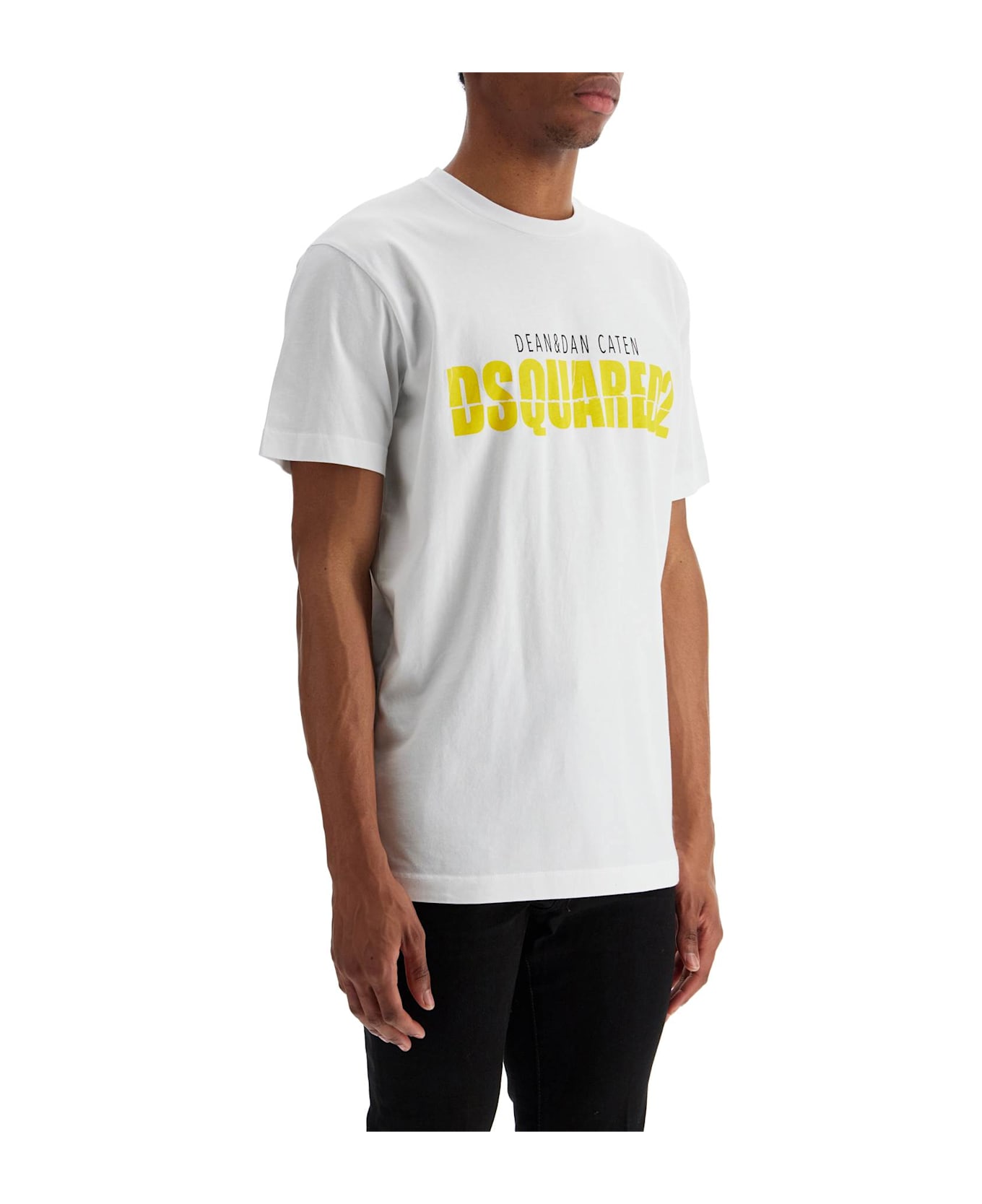 Dsquared2 White Cotton T-shirt With Printed Logo - WHITE (White)