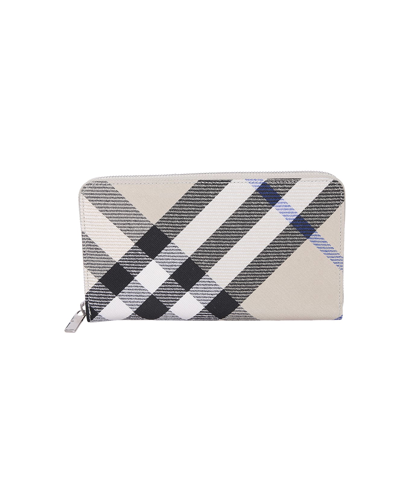 Burberry L Zip Check Ivory Wallet - White