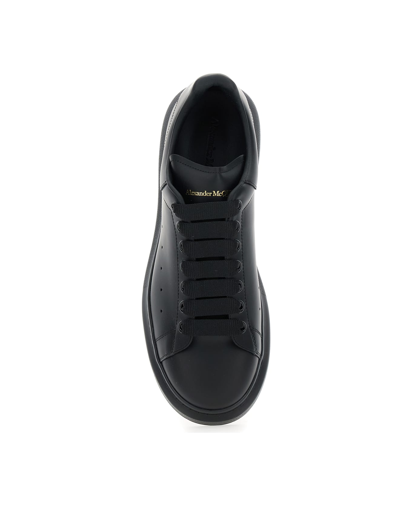 Alexander McQueen Black Oversize Sneakers With Logo Lettering On The Heel In Leather Man - Black