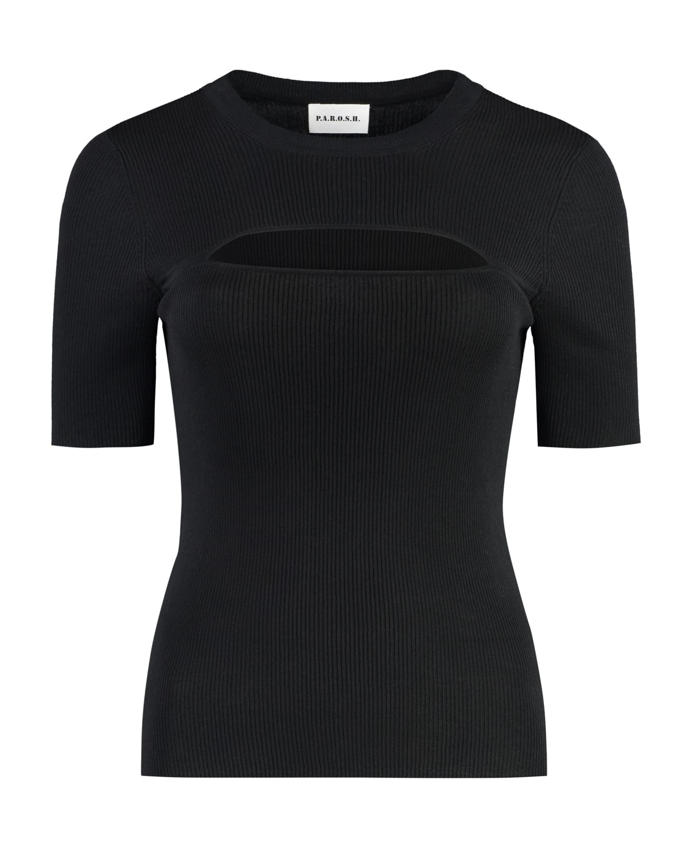 Parosh Knitted T-shirt - black ニットウェア
