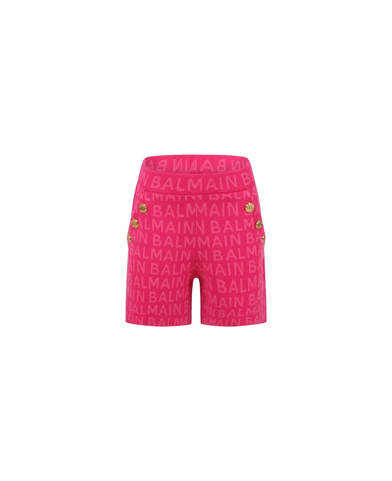 Balmain Shorts With Logo - Fucsia-rosa