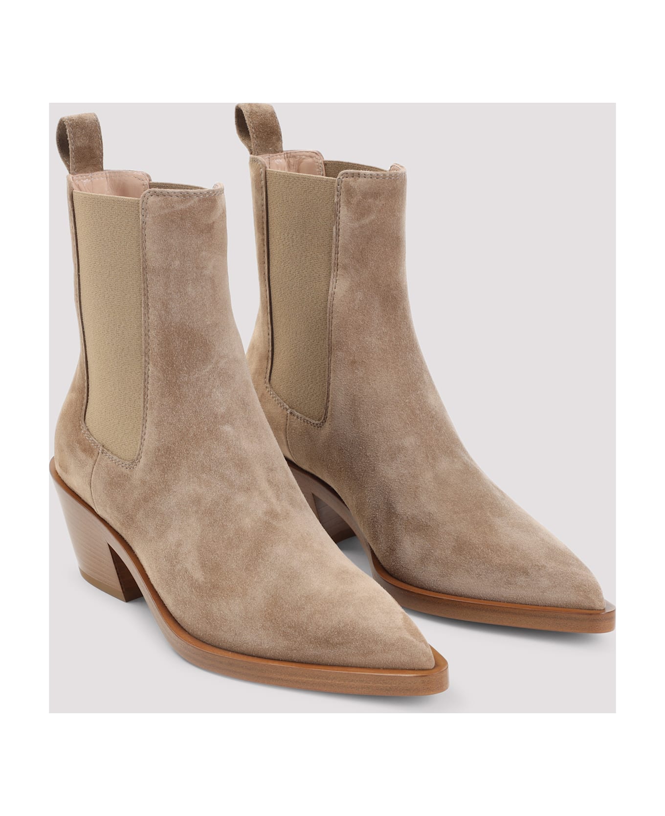 Gianvito Rossi Suede Leather Ankle Boots - Caml Camel