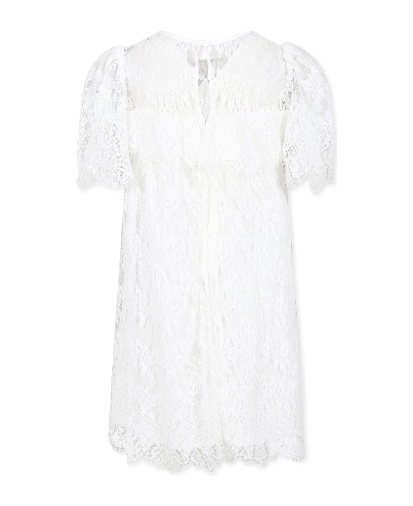 Chloé White Dress For Girl With Lace - White