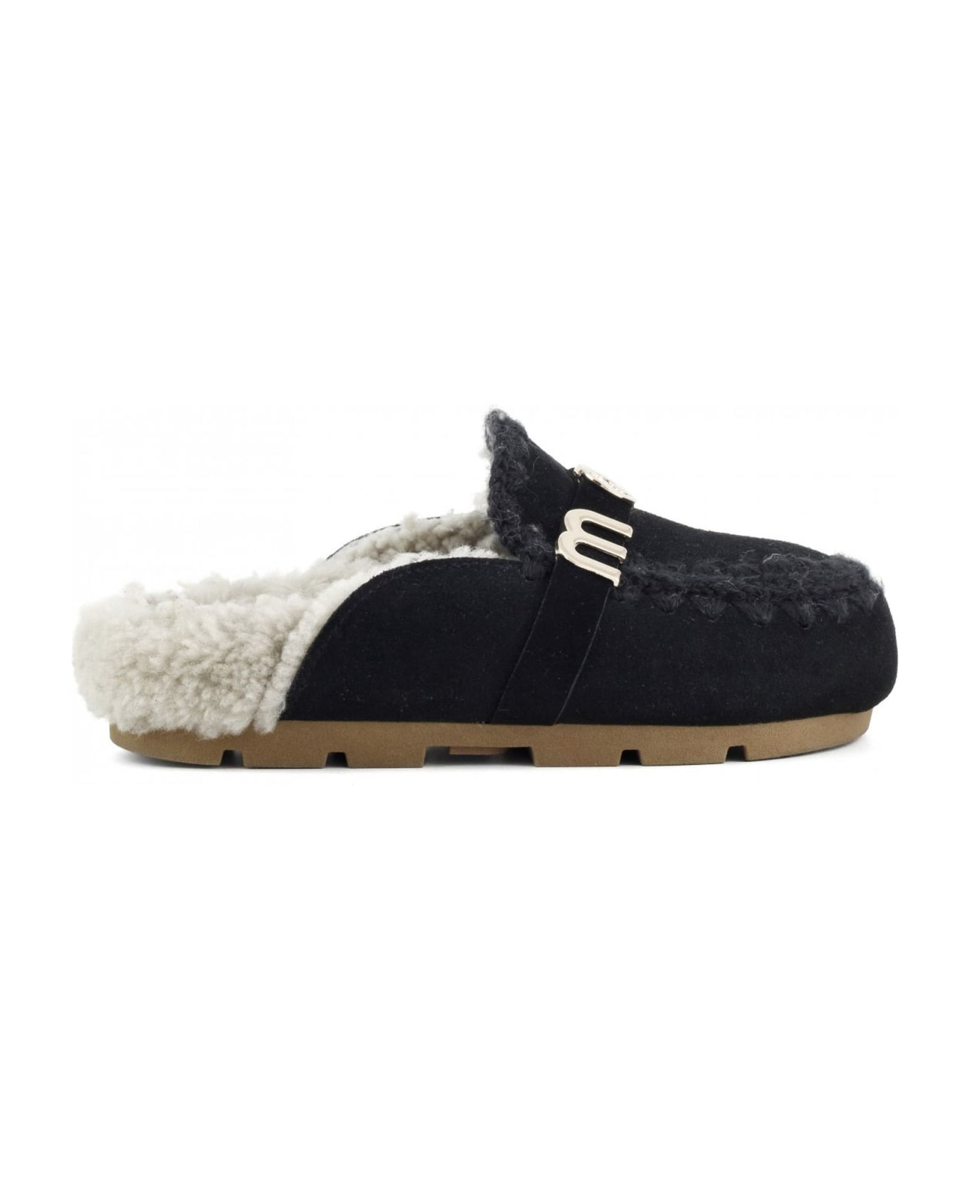 Mou Winter Bio Slide Big Letter Logo - Black