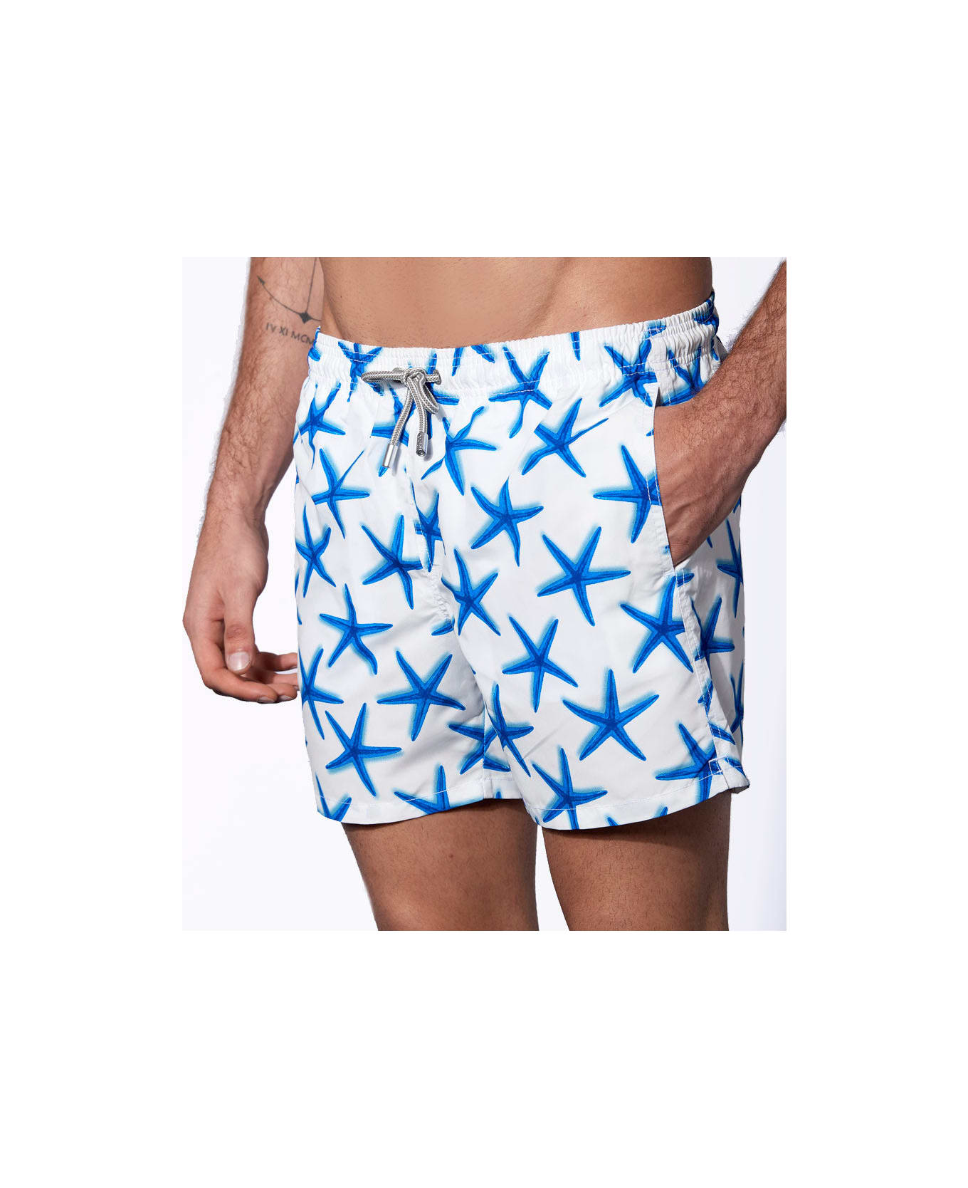 MC2 Saint Barth Starfishes Mid-length Swim Shorts - BLUE