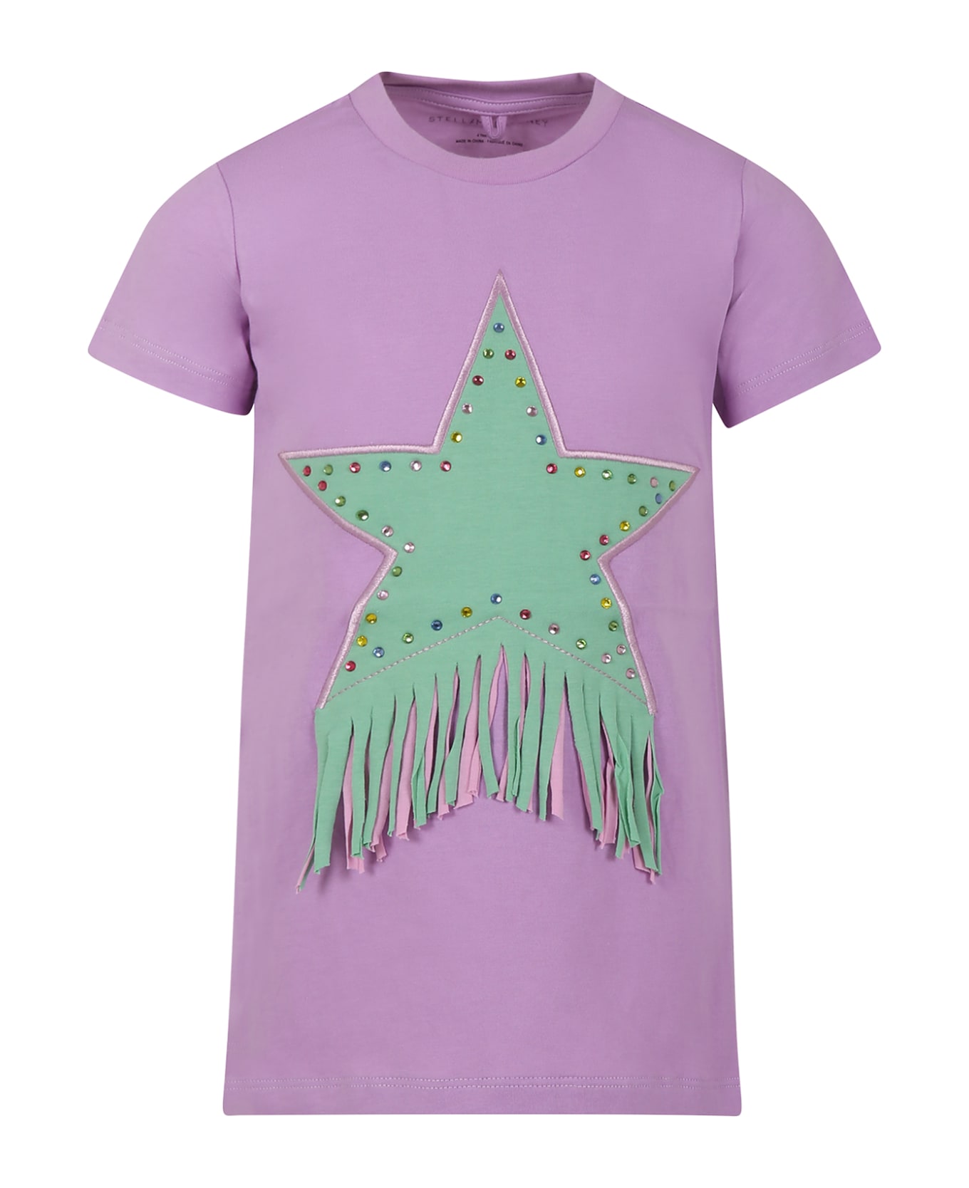Stella McCartney Kids Purple Dress For Girl With Star - Violet ワンピース＆ドレス