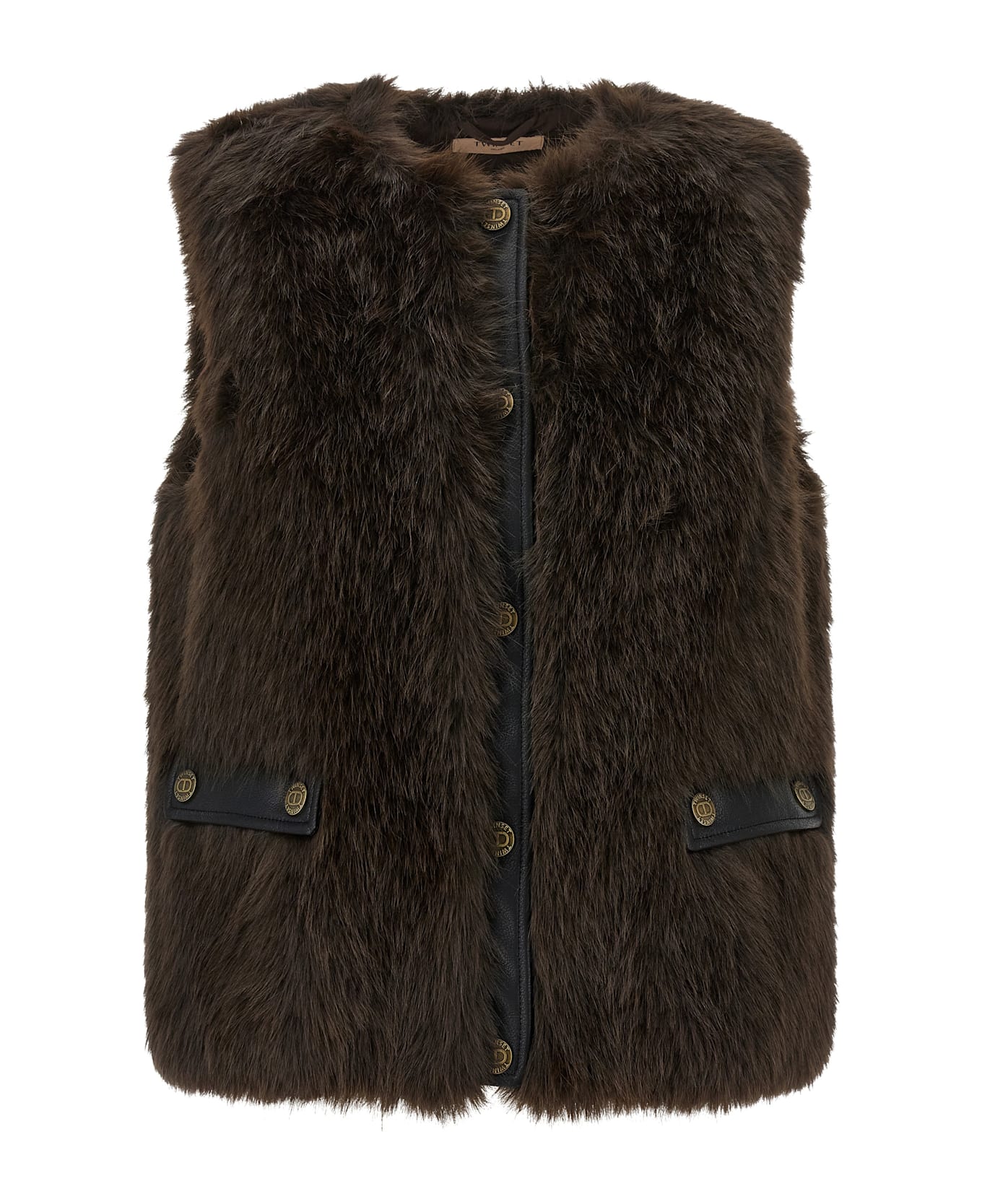 TwinSet Fur Vest - BROWN