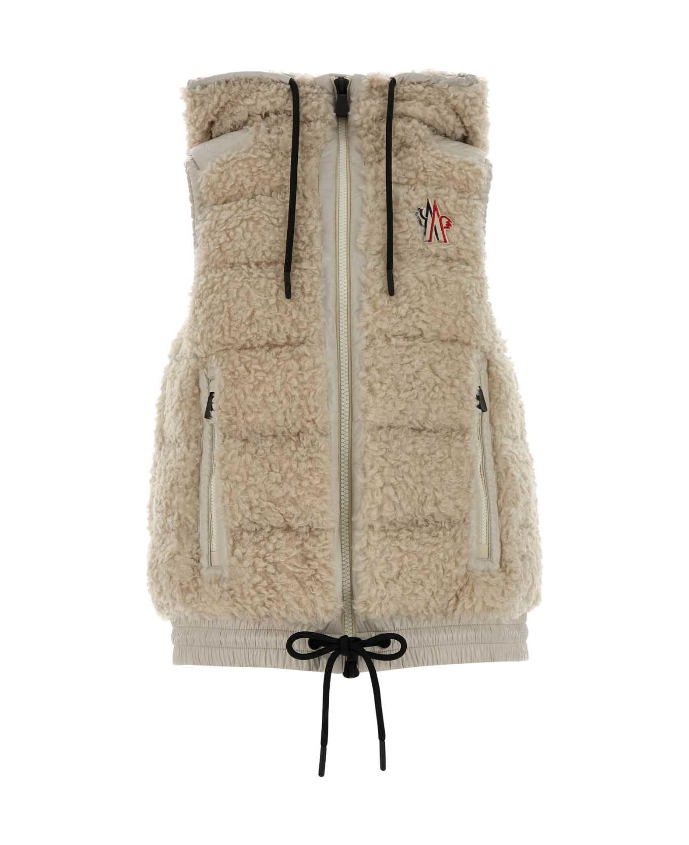 Moncler Grenoble Ivory Teddy Fabric Sleeveless Down Jacket - 21G