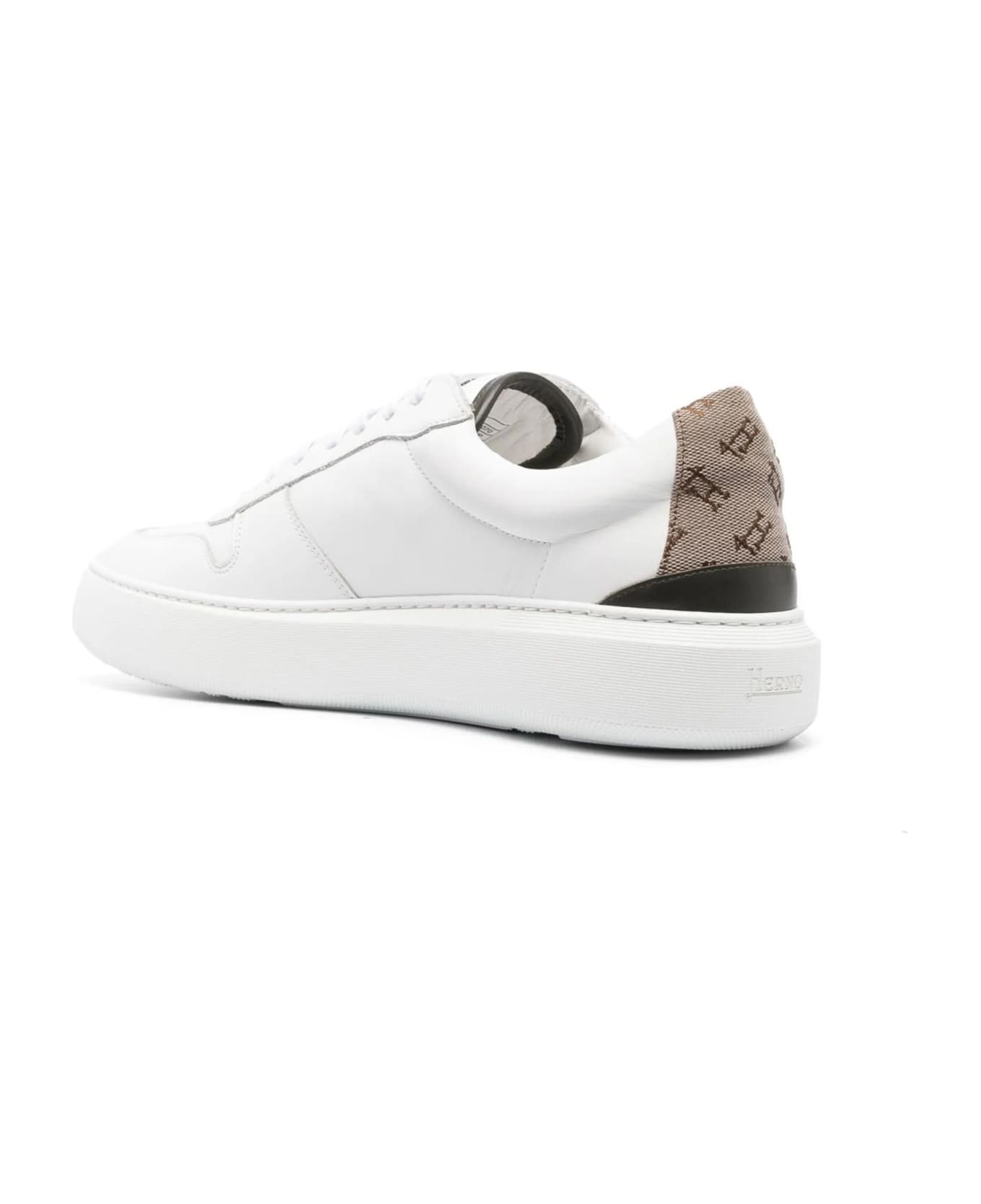Herno Off-white Calf Leather Sneakers - White