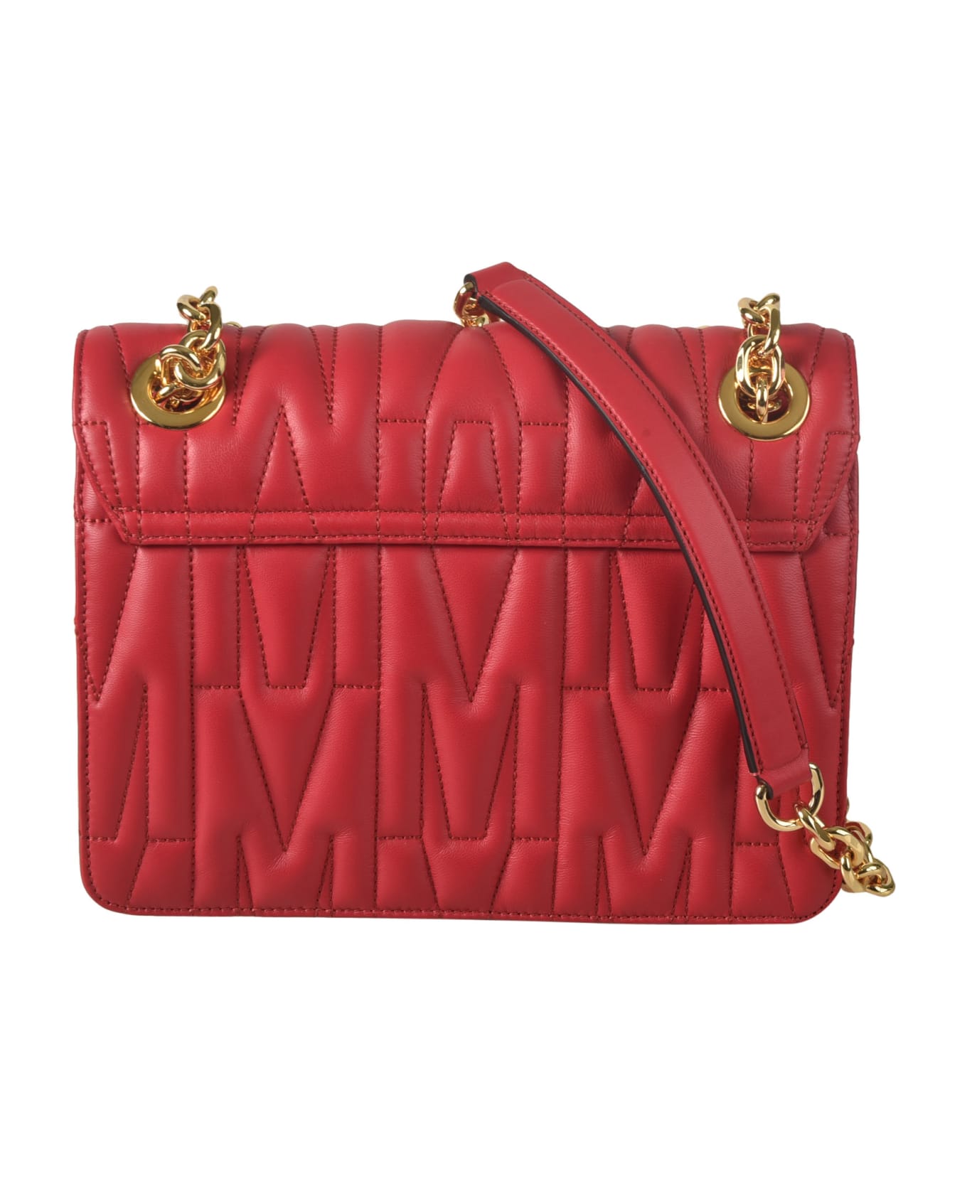 Moschino Logo Quilted Chain Shoulder Bag - Red