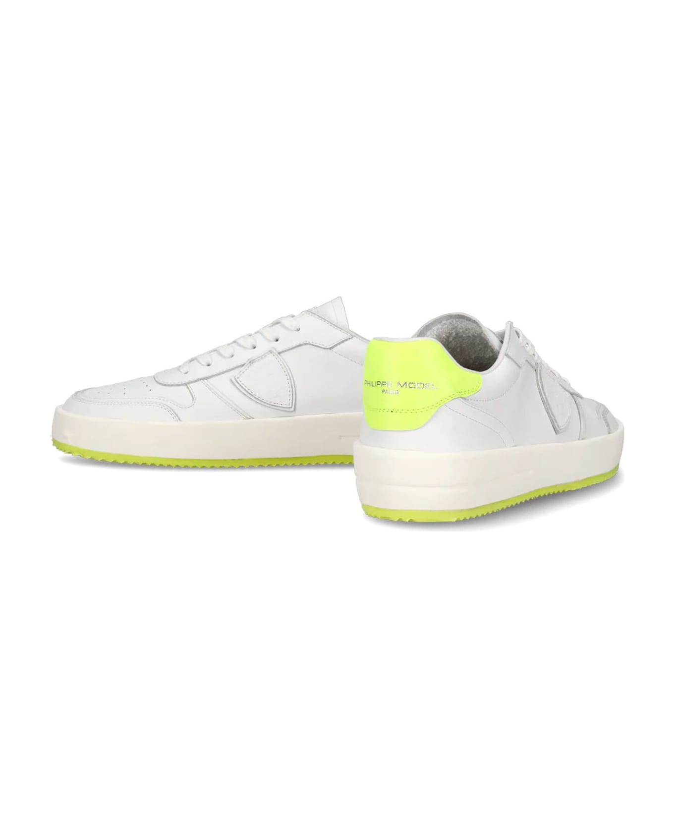Philippe Model Nice Sneaker White And Neon Yellow - White