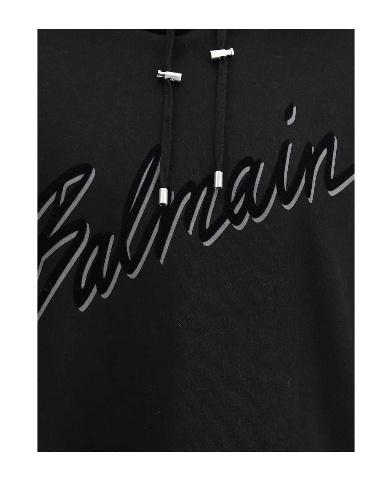 Balmain Logo Cotton Hoodie - Noir/noir