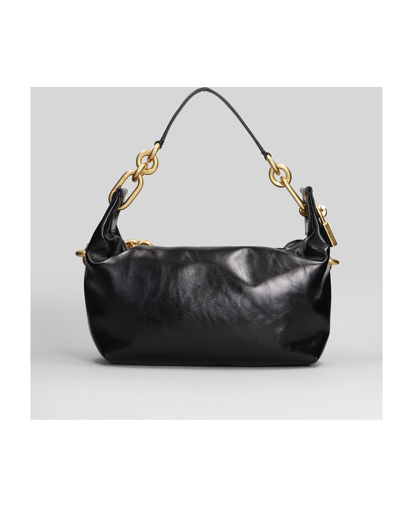 Balmain Sync Medium Shoulder Bag In Black Leather - black