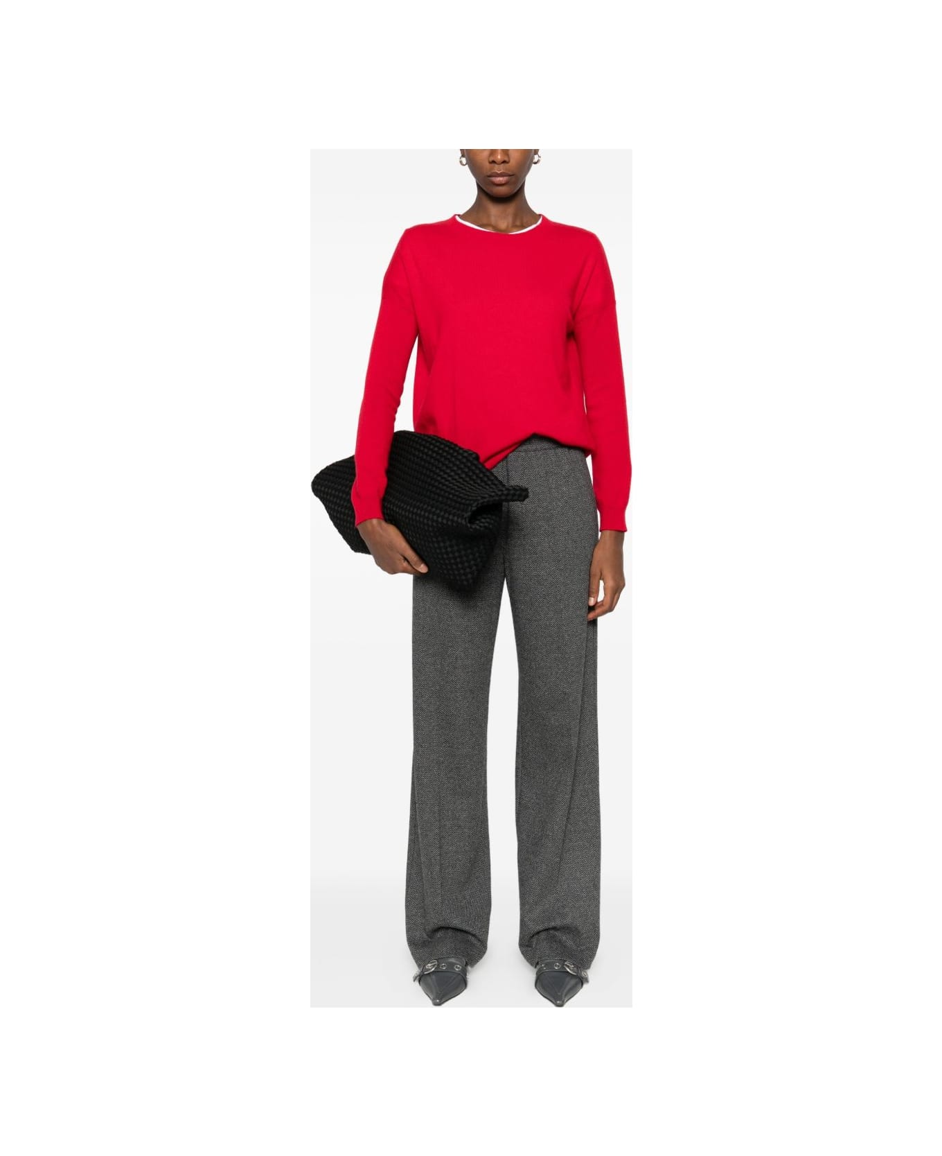 Lisa Yang Bright Red Crew-neck Long-sleeve Sweater - Red