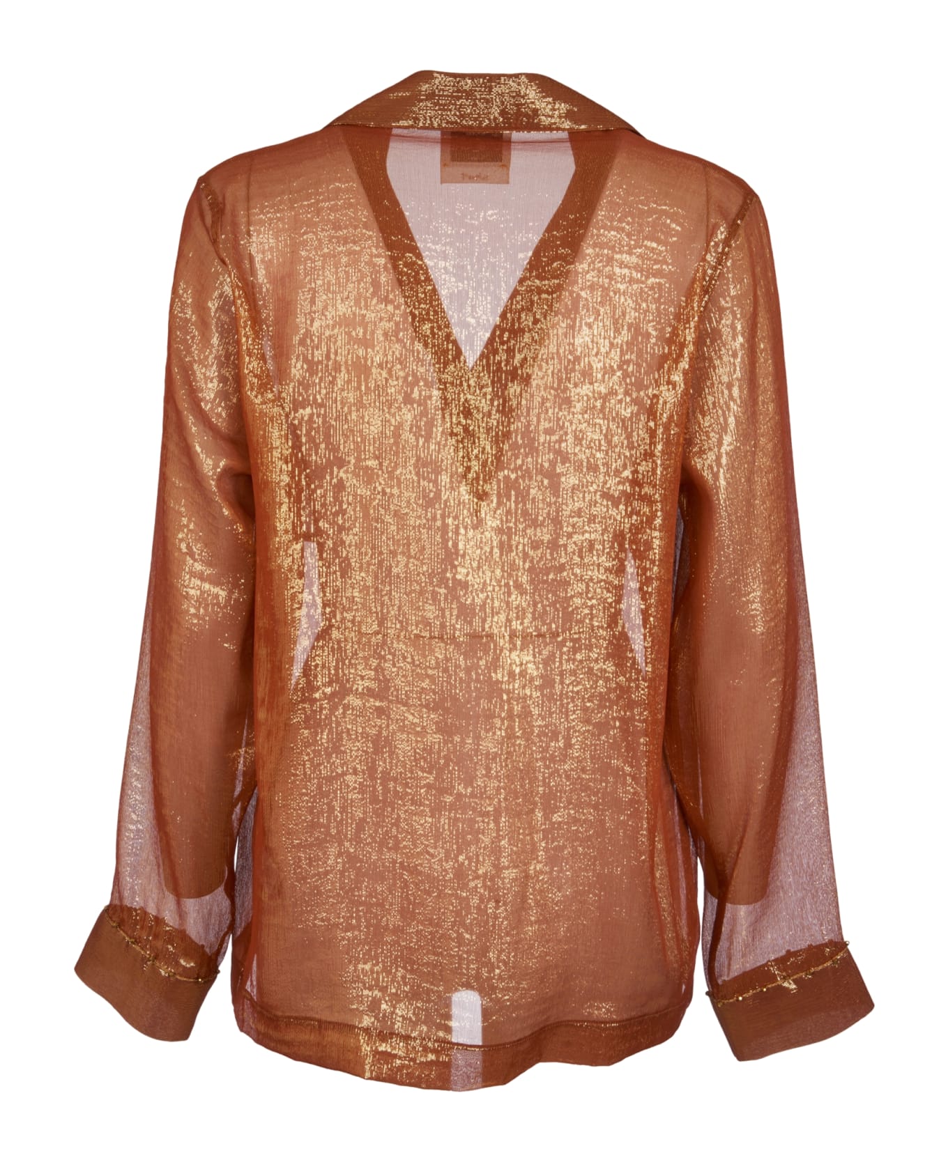 Forte_Forte Shiny Buttoned Shirt - Bronze