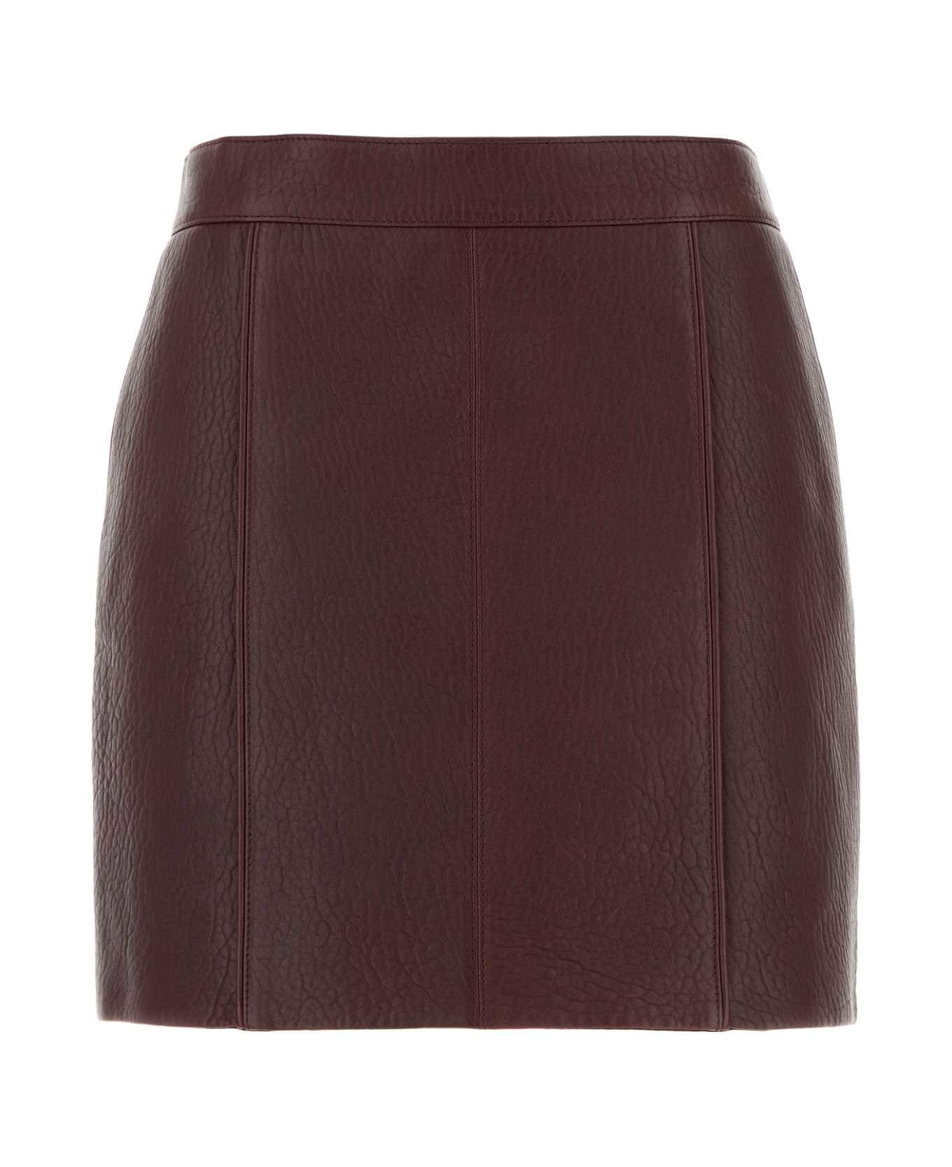 Chloé Grape Leather Mini Skirt - BORDEAUX